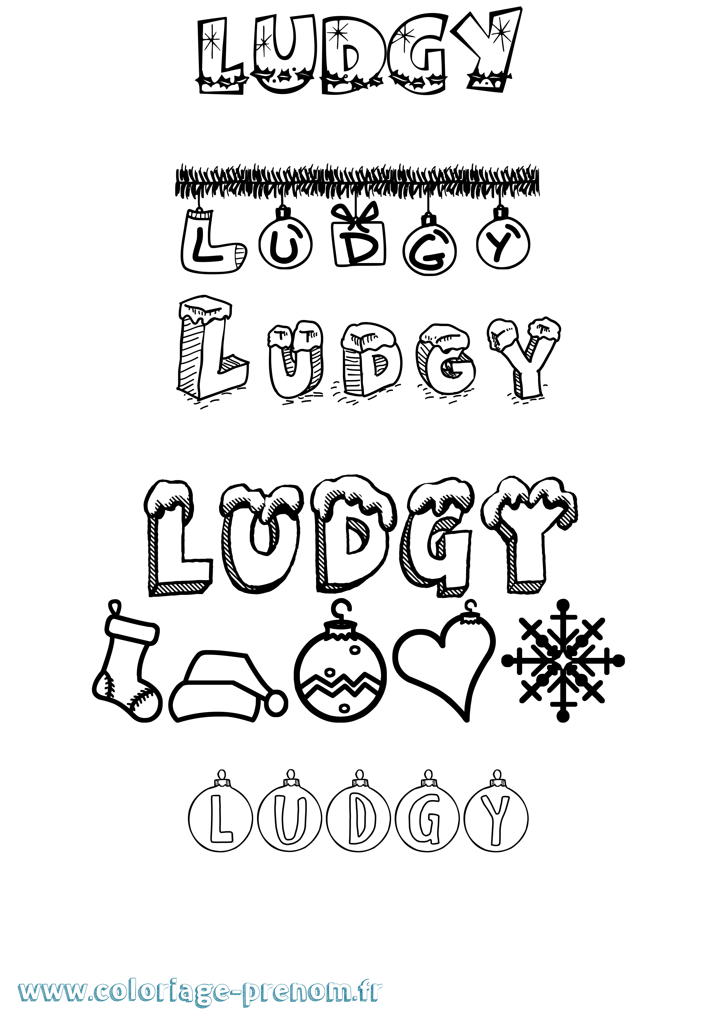 Coloriage Ludgy Noël Coloriage prénom Ludgy Noël