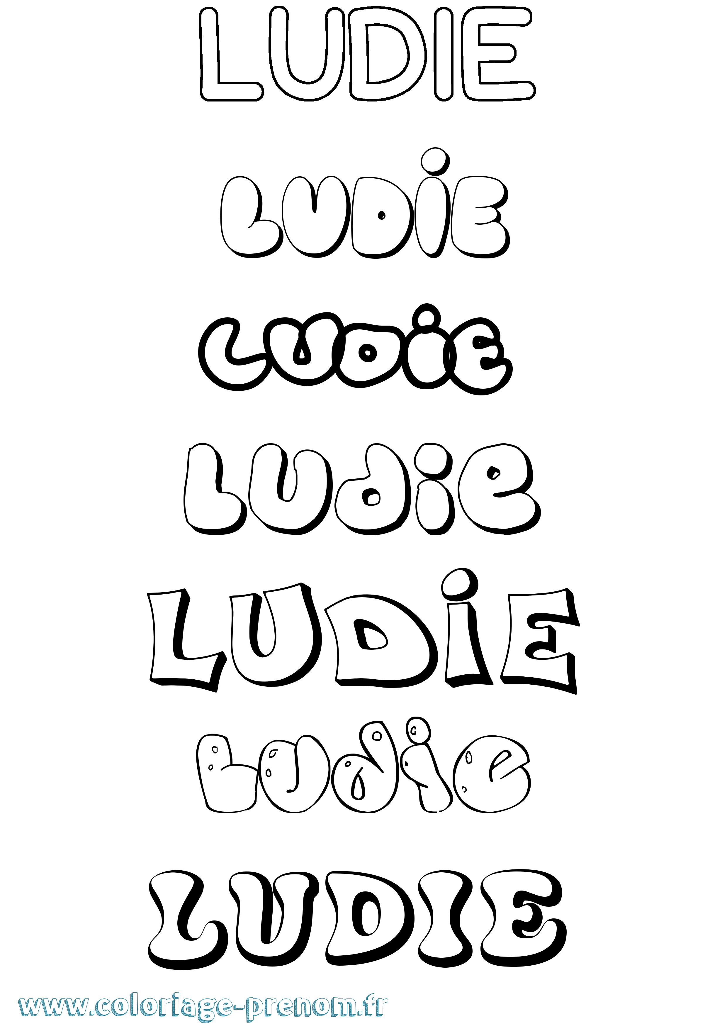 Coloriage Ludie Bubble Coloriage prénom Ludie Bubble