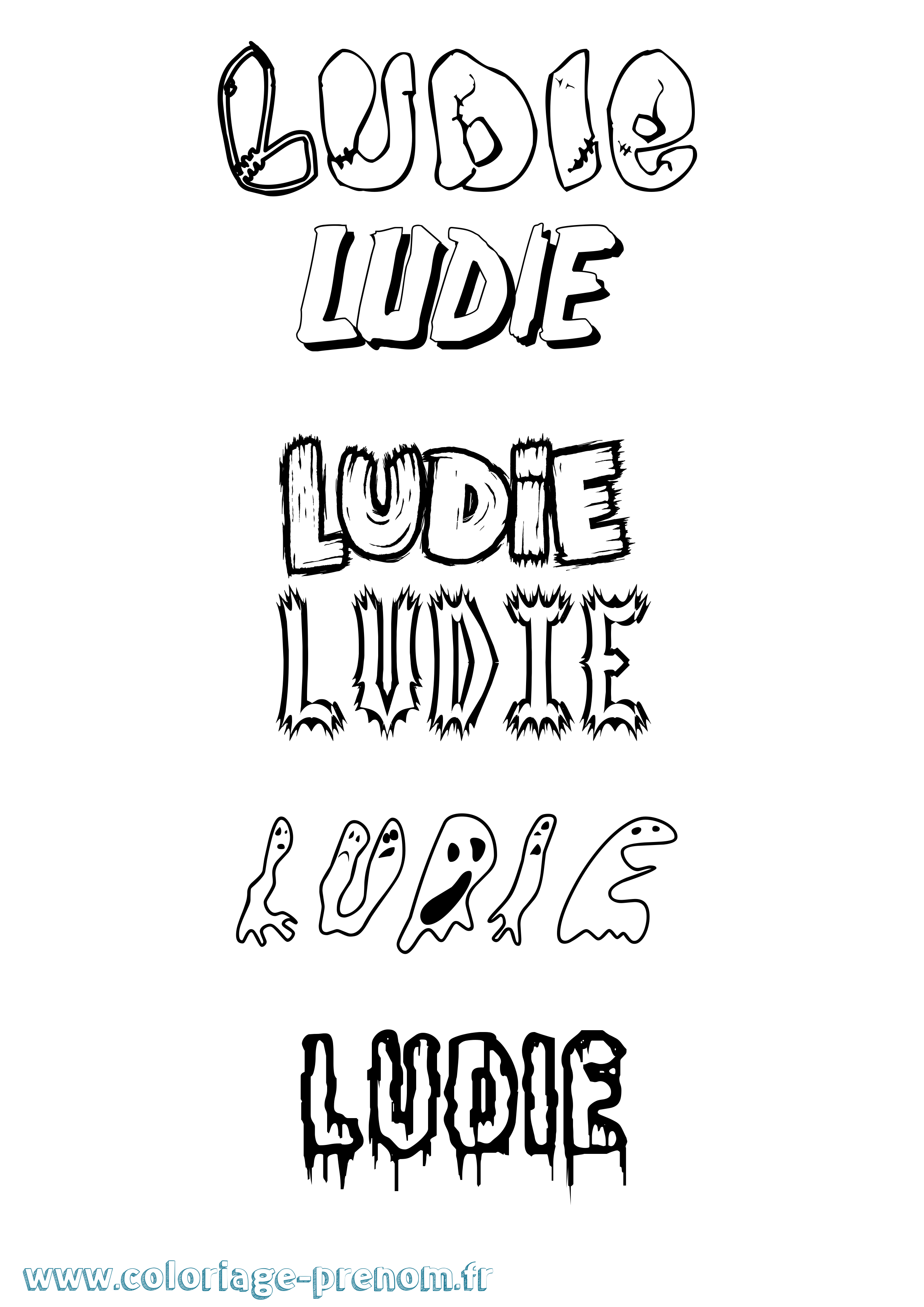 Coloriage Ludie Frisson Coloriage prénom Ludie Frisson
