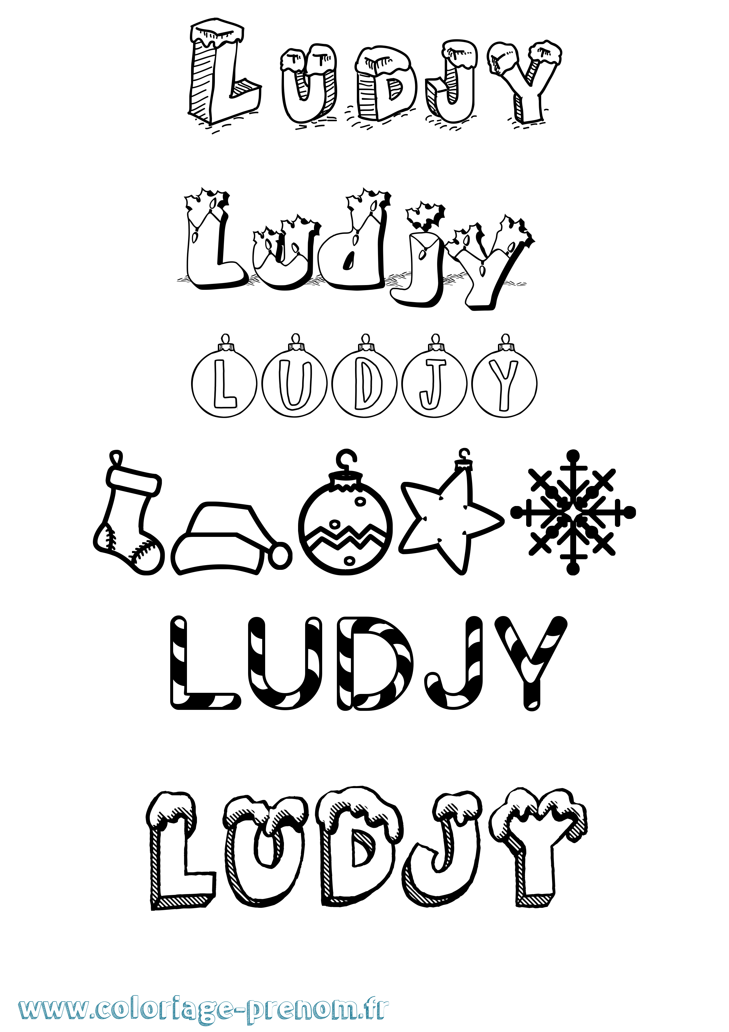 Coloriage Ludjy Noël Coloriage prénom Ludjy Noël