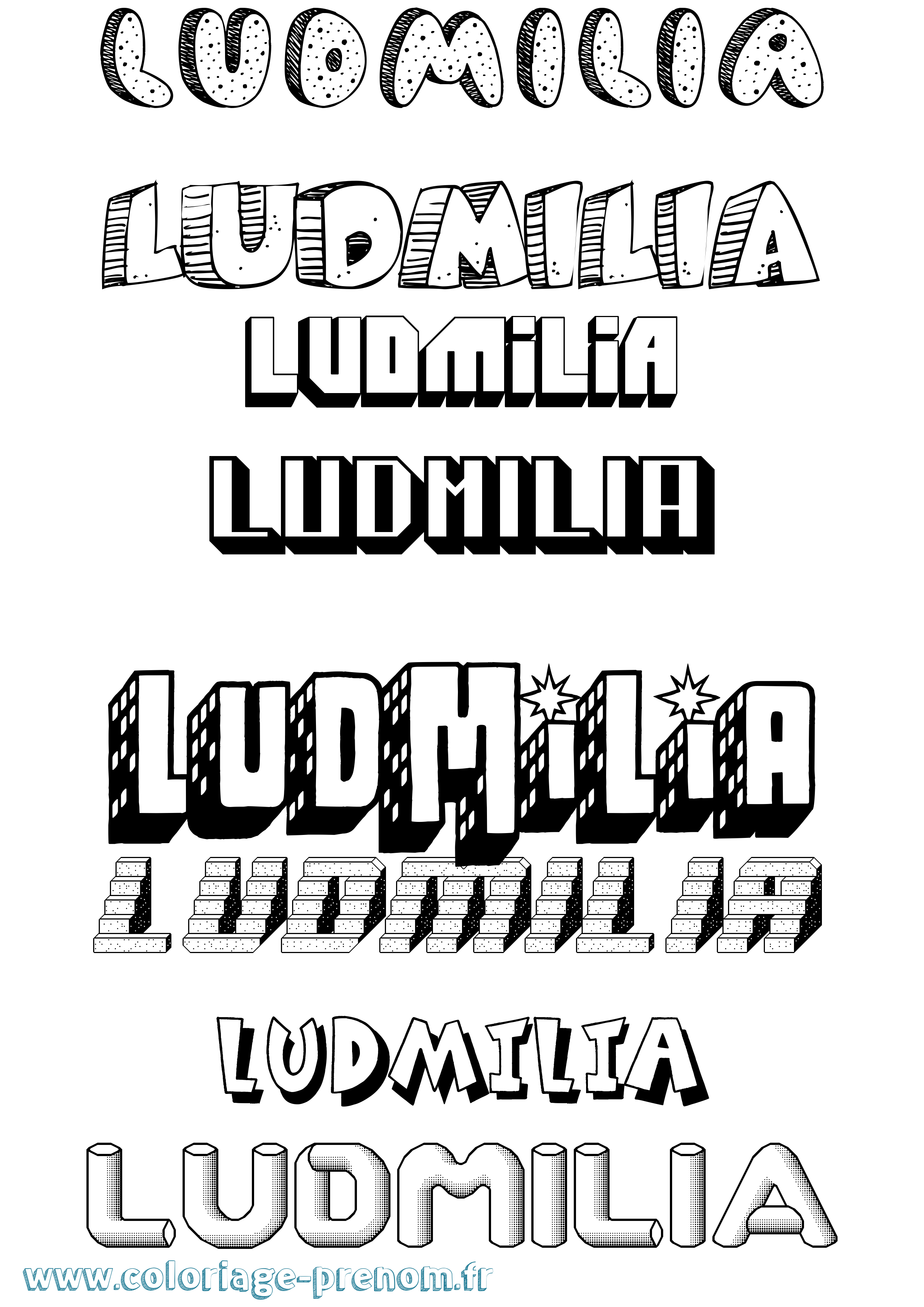 Coloriage Ludmilia Effet 3D Coloriage prénom Ludmilia Effet 3D