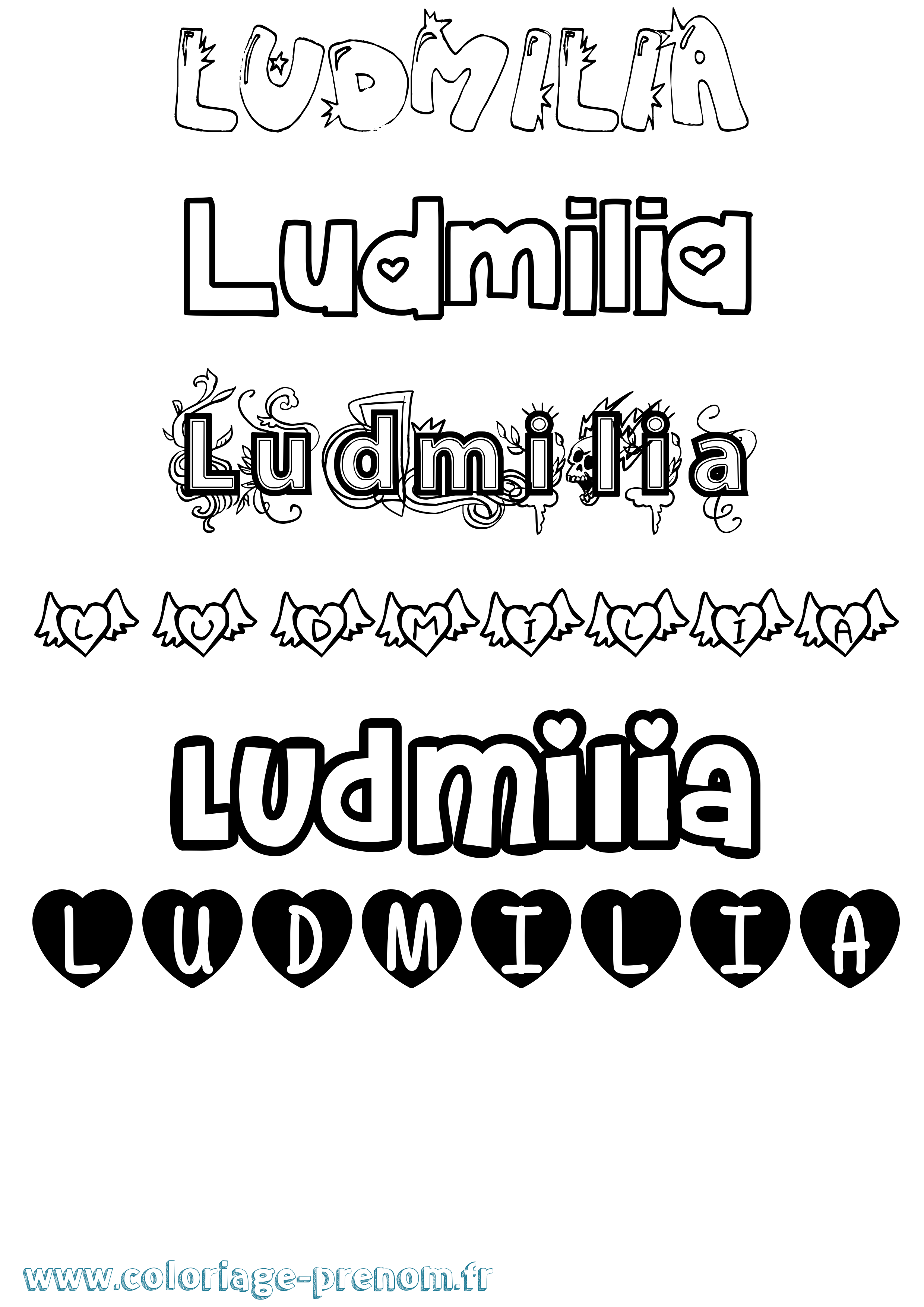 Coloriage Ludmilia Girly Coloriage prénom Ludmilia Girly