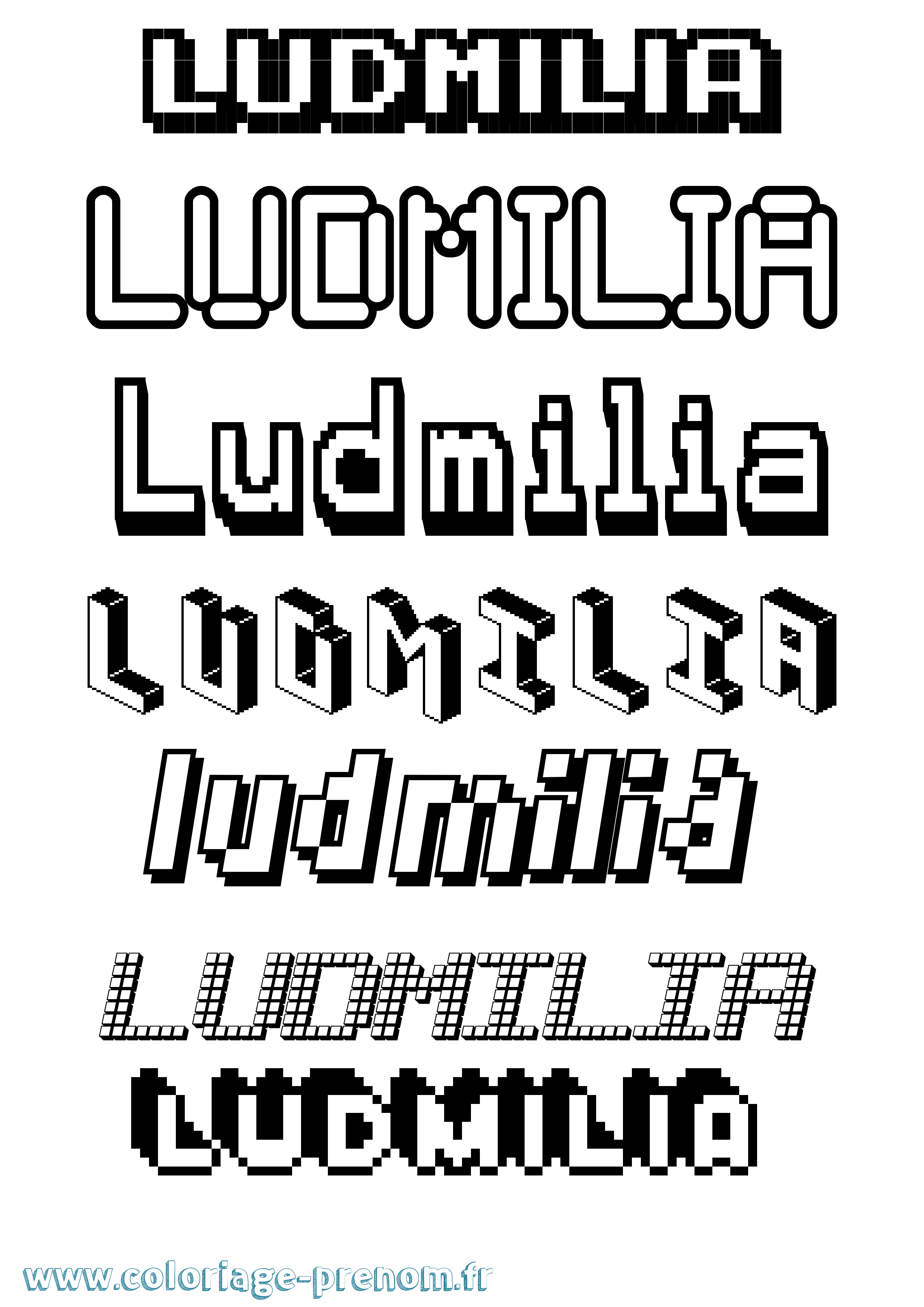 Coloriage Ludmilia Pixel Coloriage prénom Ludmilia Pixel