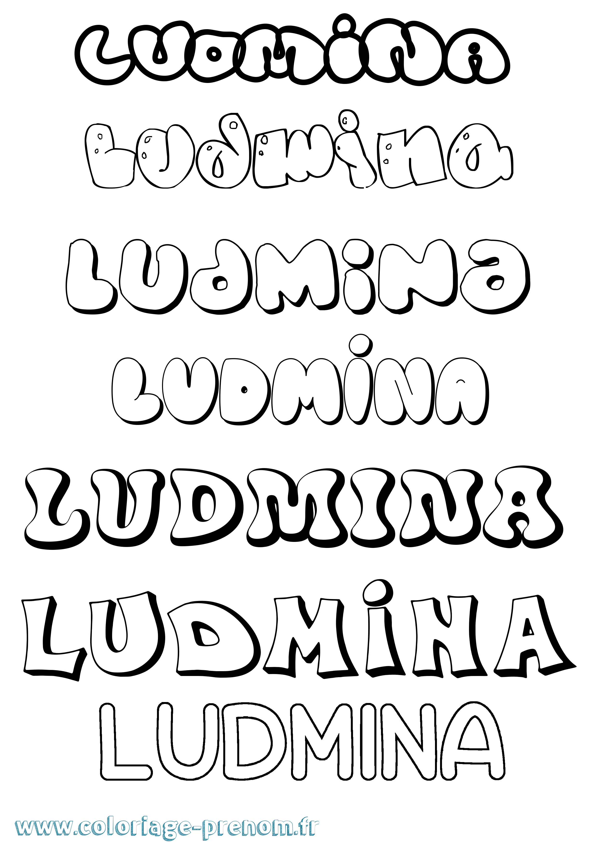 Coloriage Ludmina Bubble Coloriage prénom Ludmina Bubble