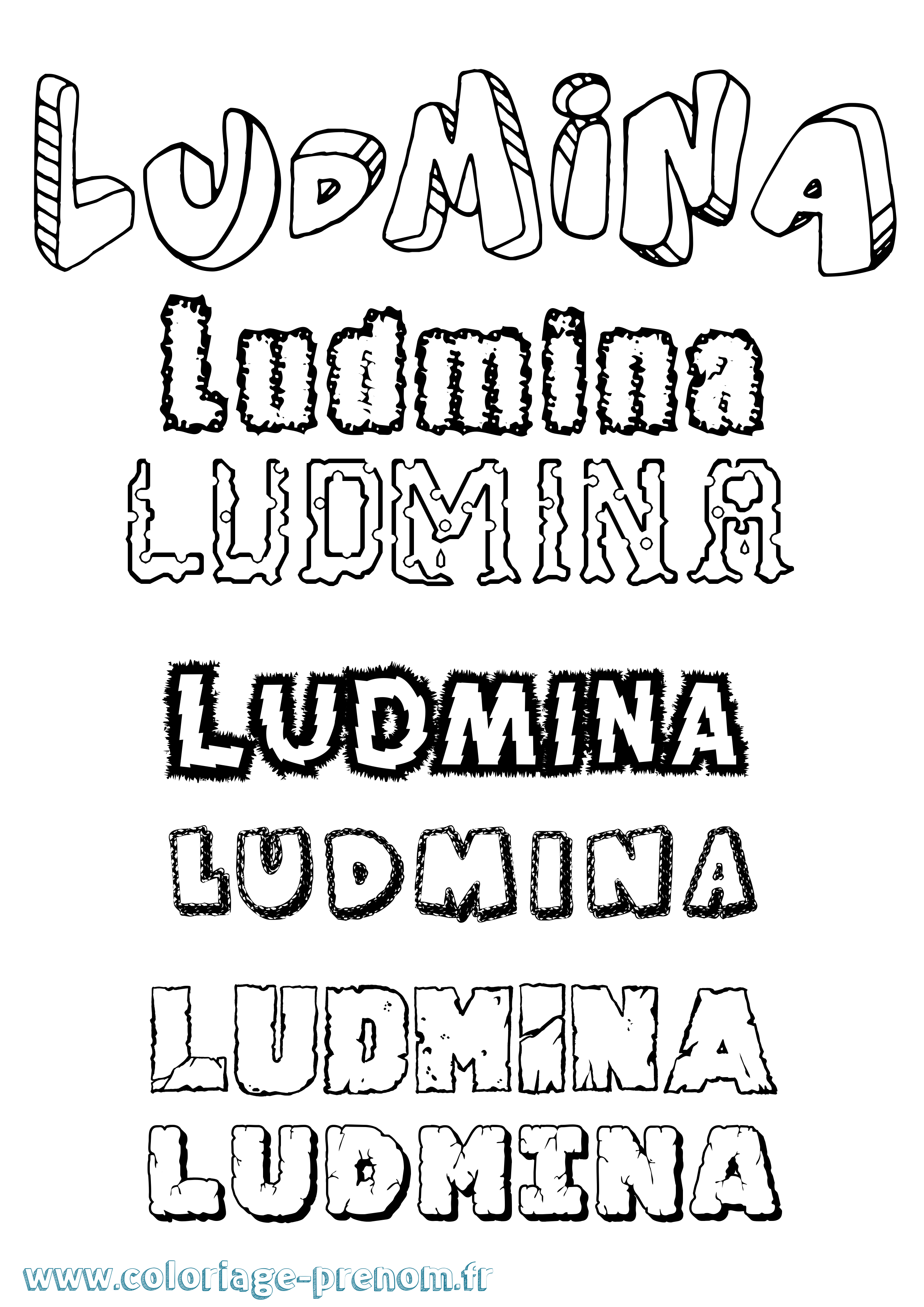 Coloriage Ludmina Destructuré Coloriage prénom Ludmina Destructuré