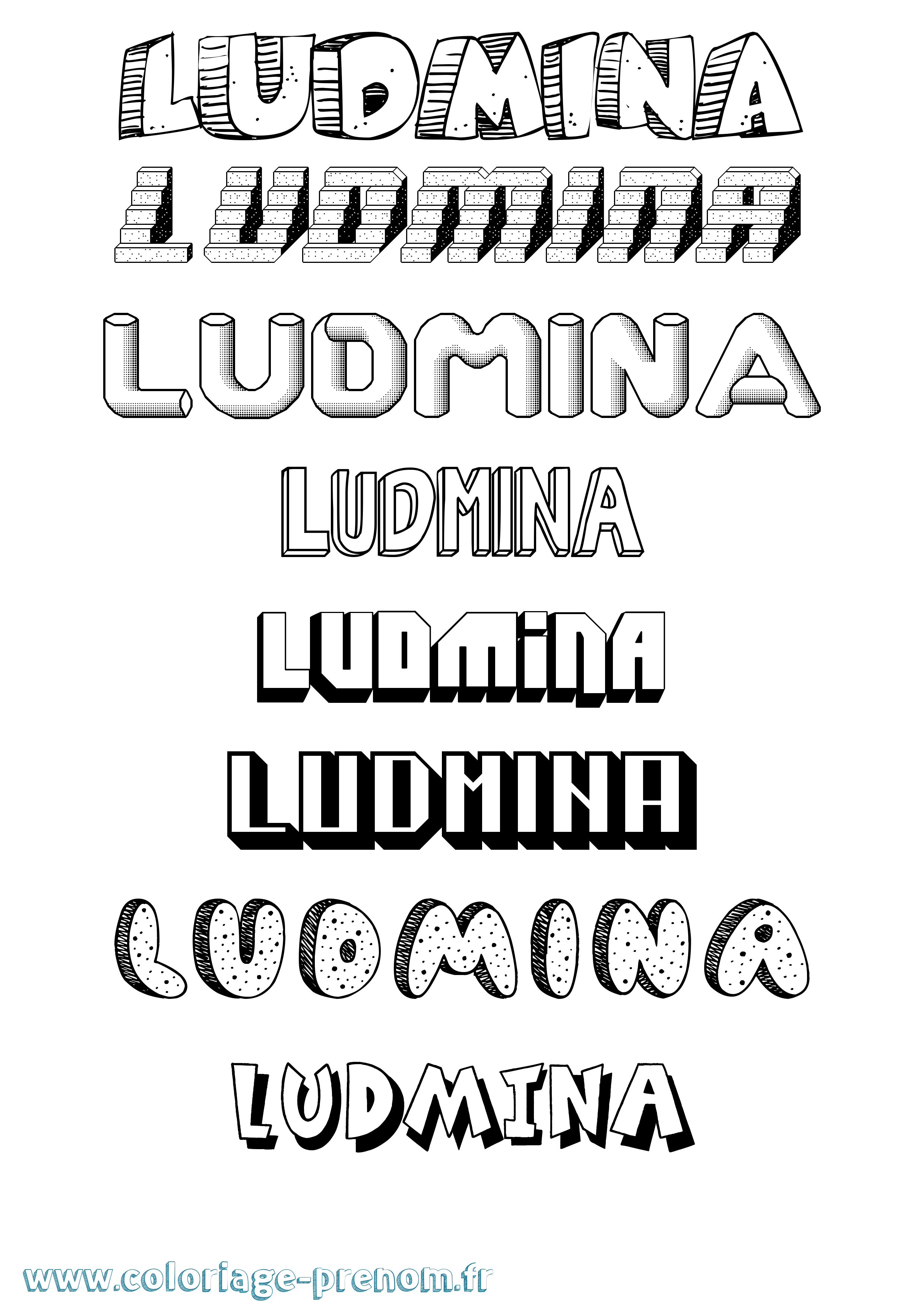 Coloriage Ludmina Effet 3D Coloriage prénom Ludmina Effet 3D