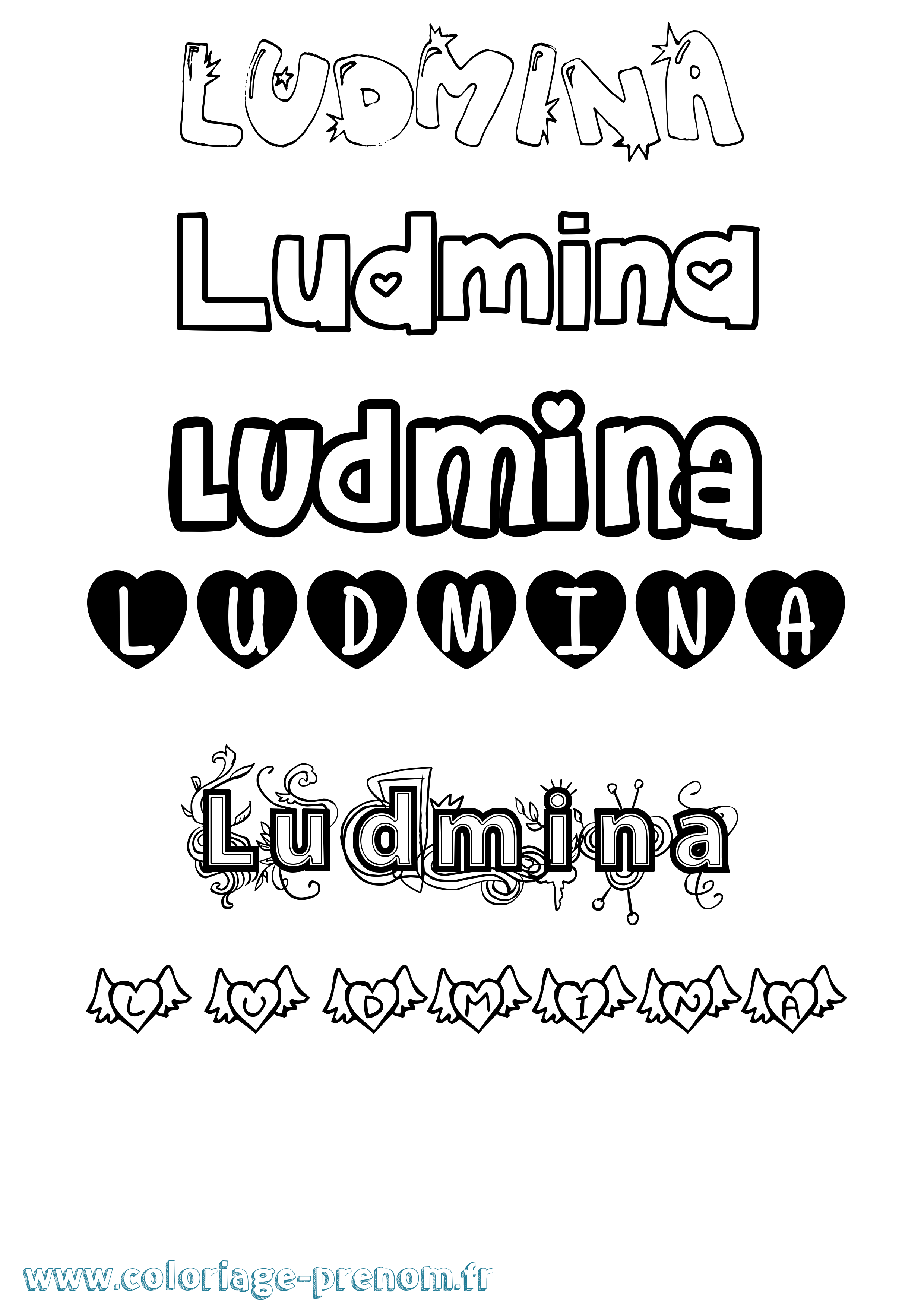Coloriage Ludmina Girly Coloriage prénom Ludmina Girly