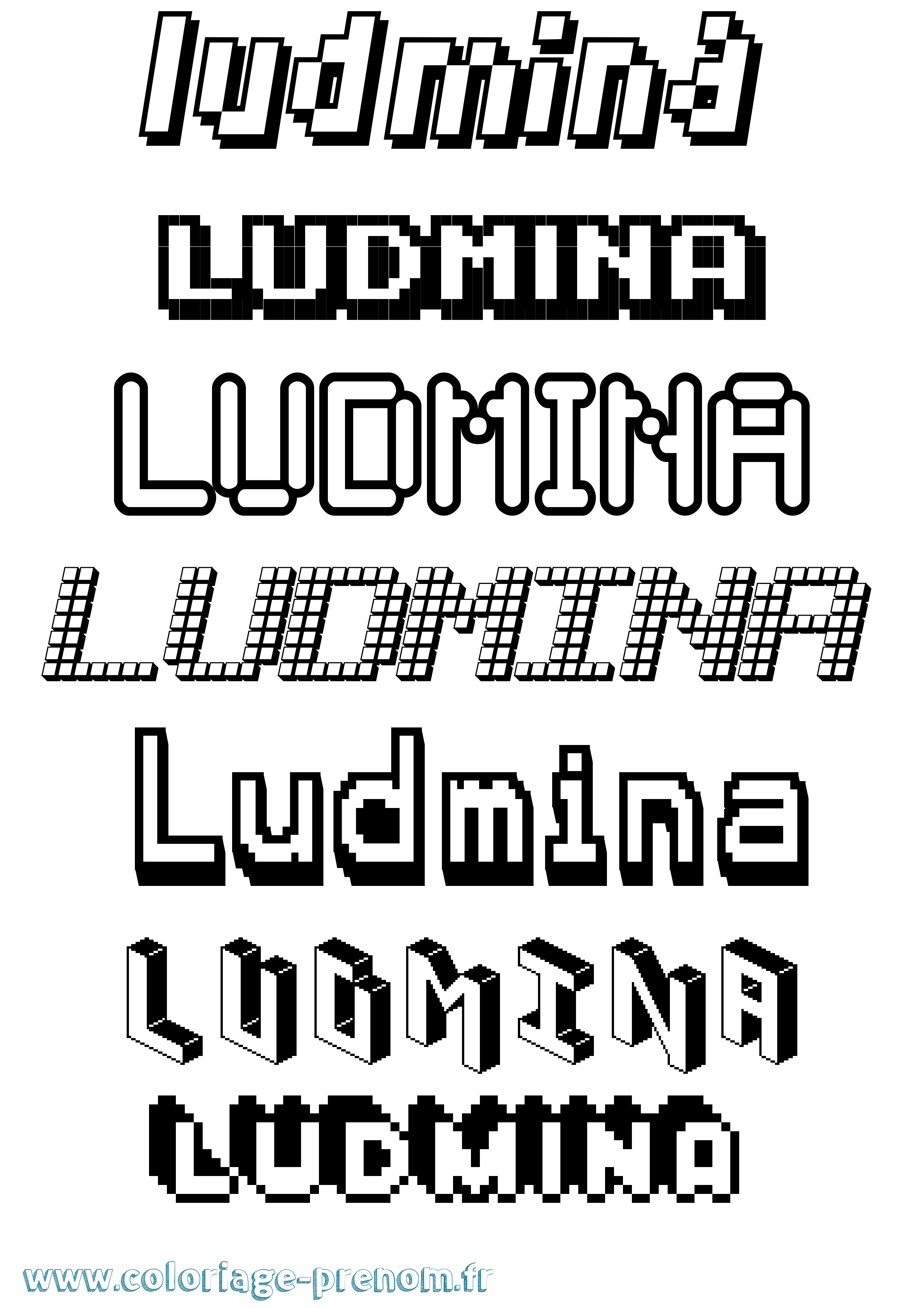 Coloriage Ludmina Pixel Coloriage prénom Ludmina Pixel