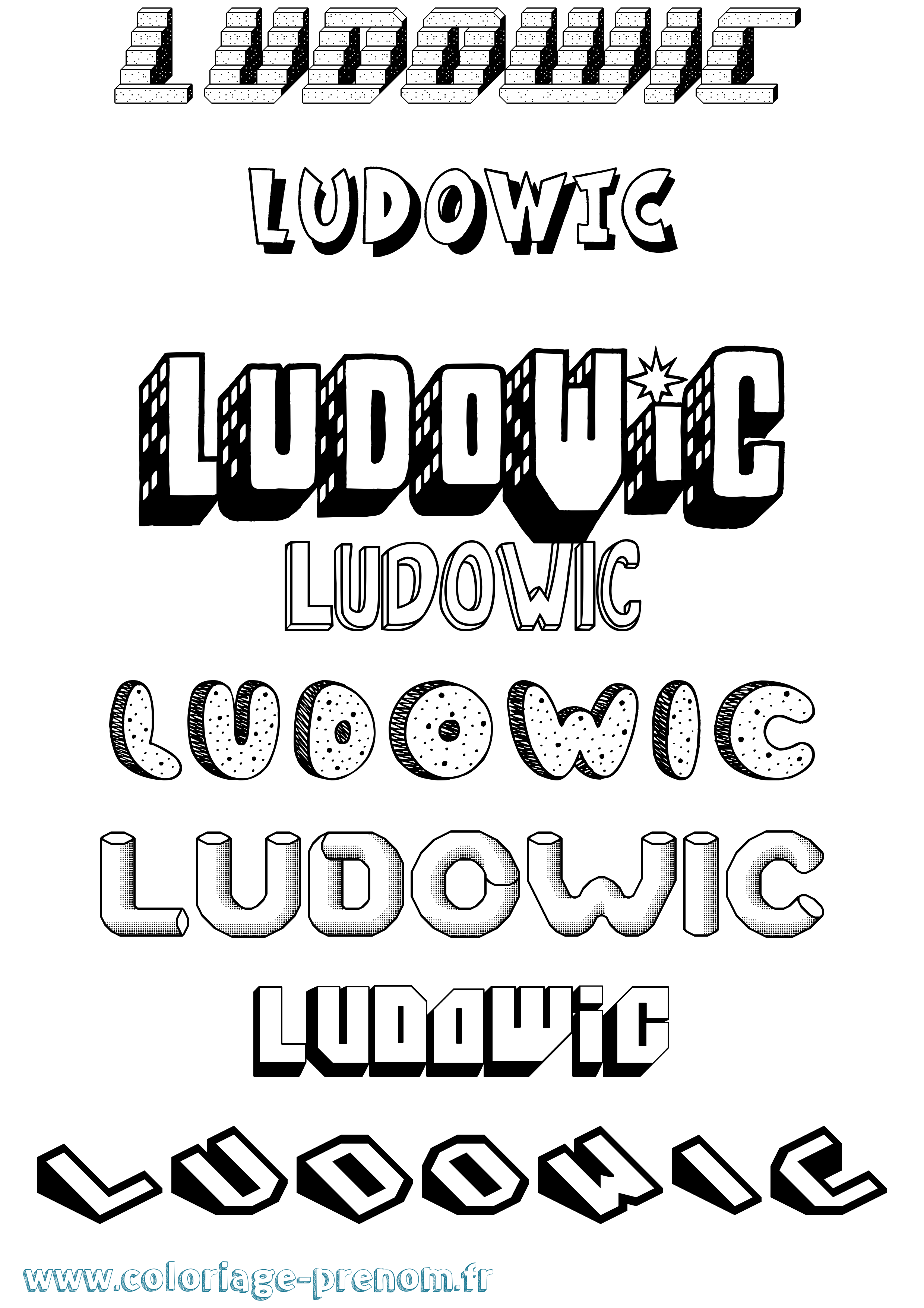 Coloriage Ludowic Effet 3D Coloriage prénom Ludowic Effet 3D