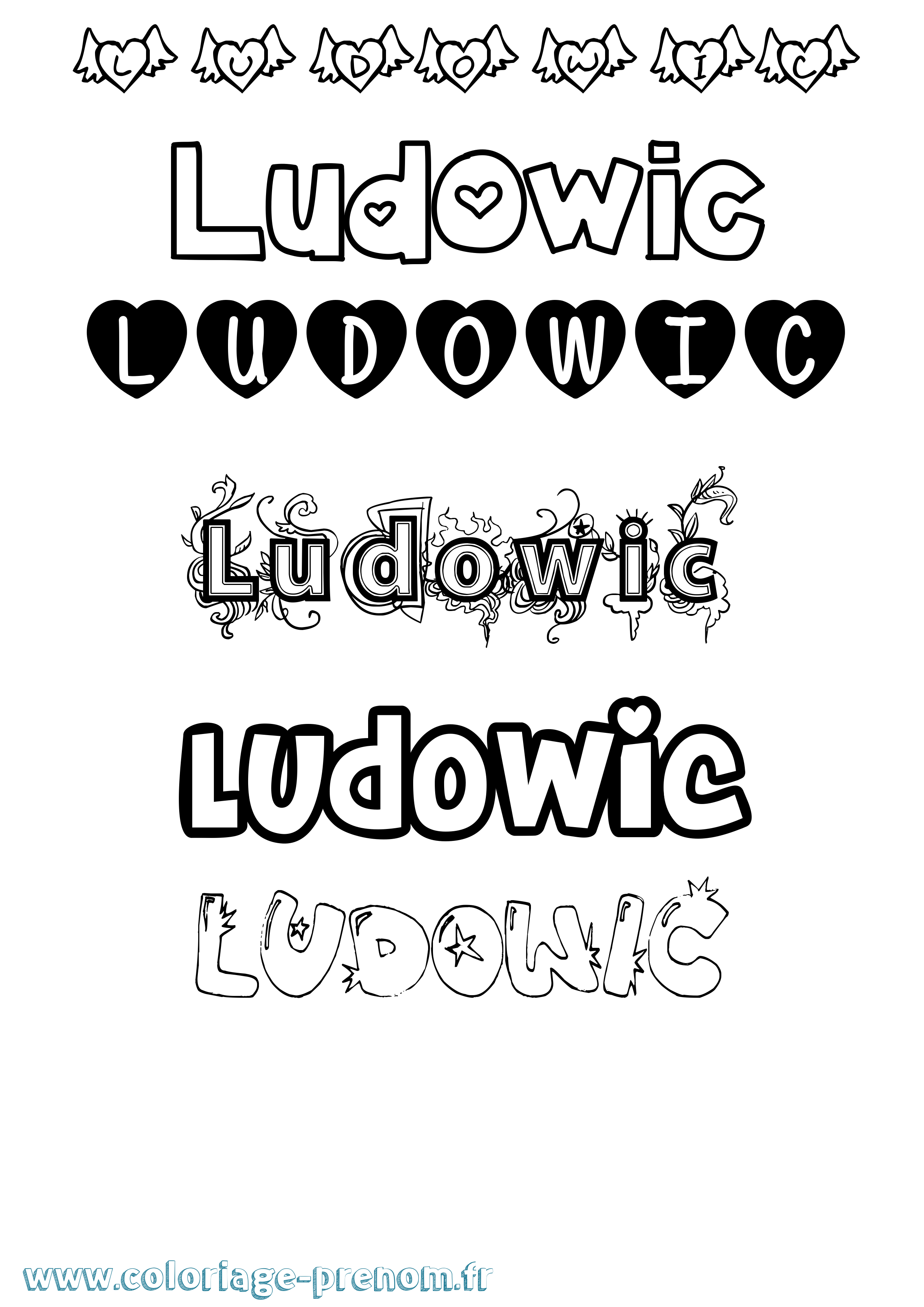 Coloriage Ludowic Girly Coloriage prénom Ludowic Girly