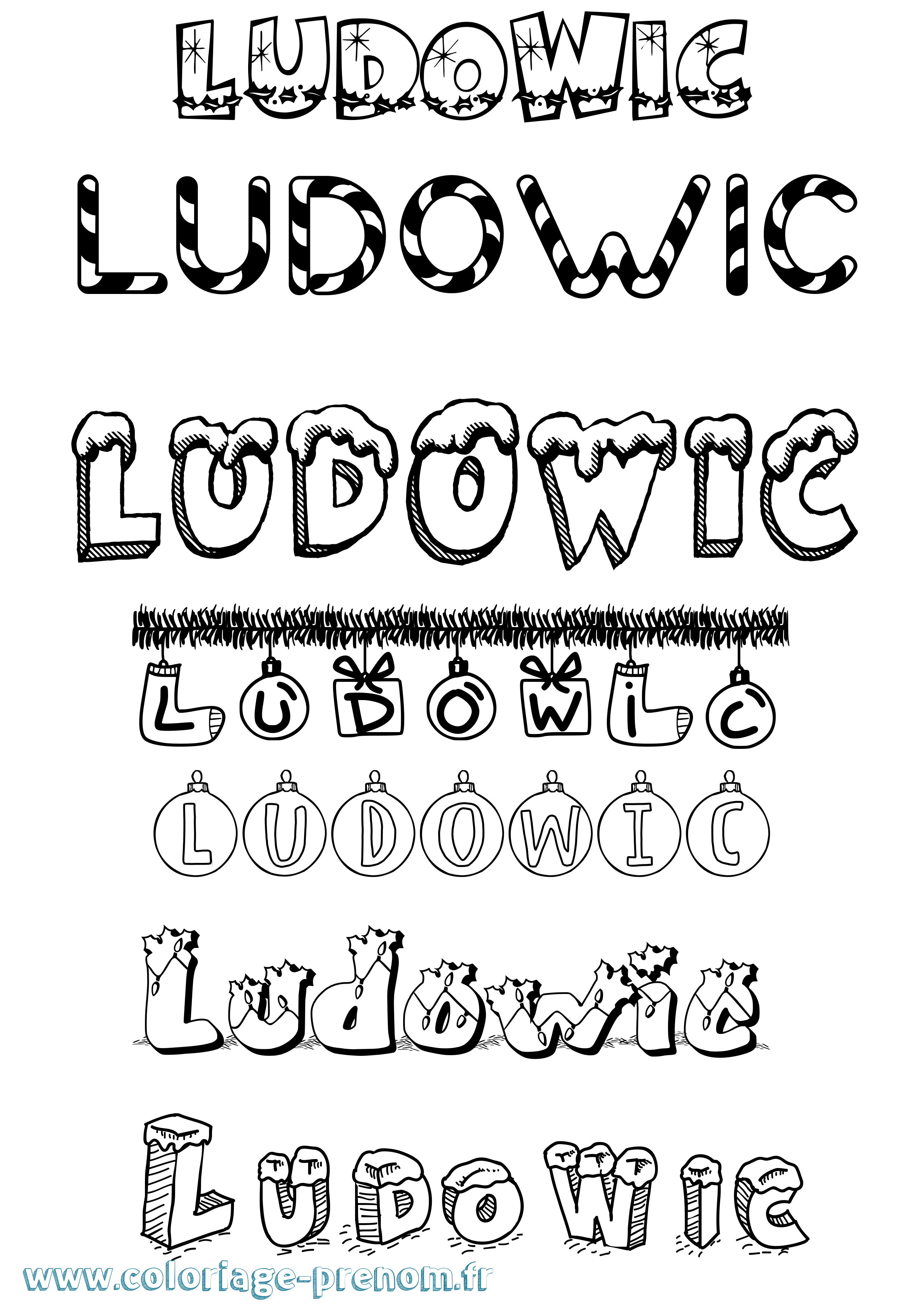 Coloriage Ludowic Noël Coloriage prénom Ludowic Noël