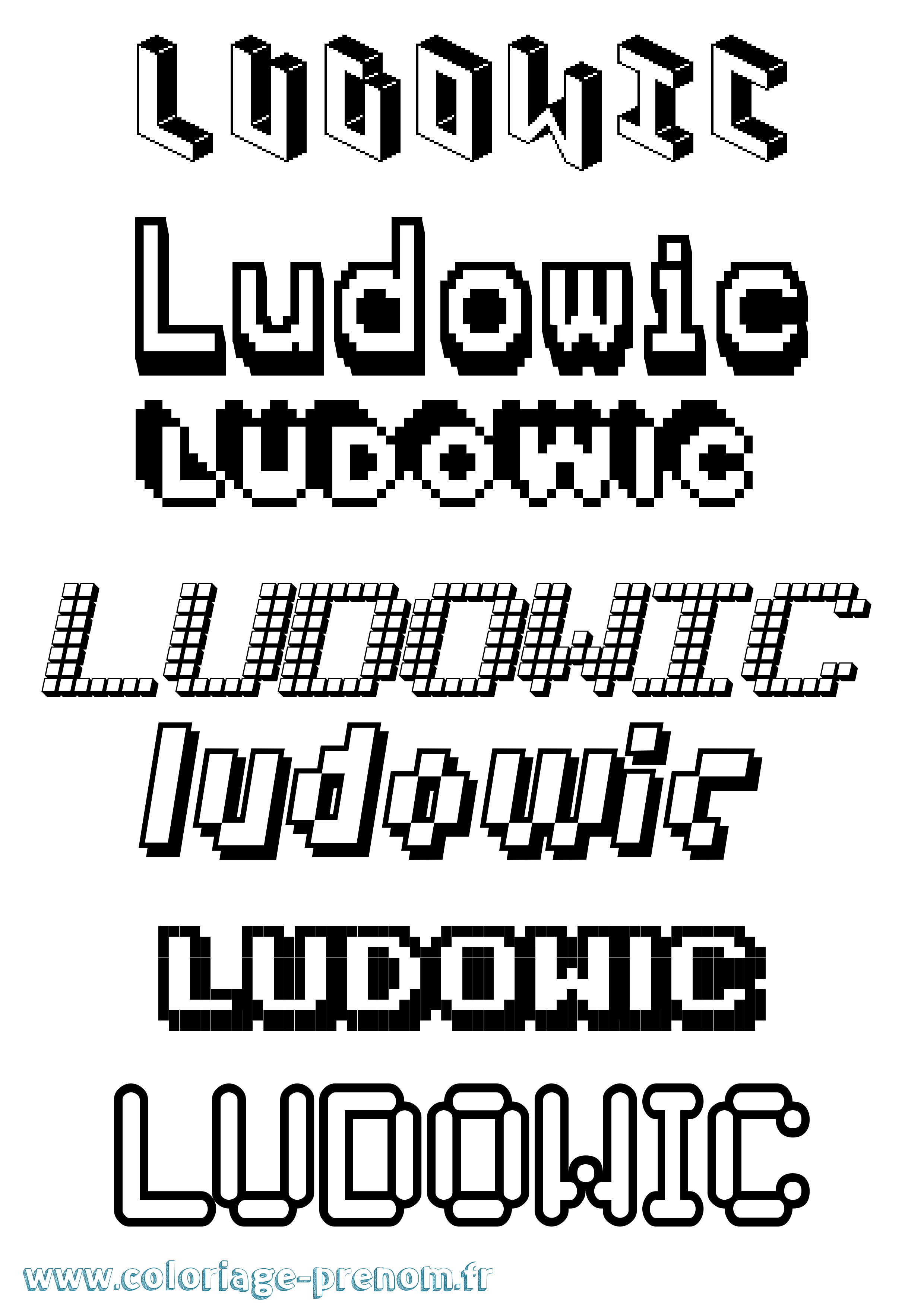 Coloriage Ludowic Pixel Coloriage prénom Ludowic Pixel