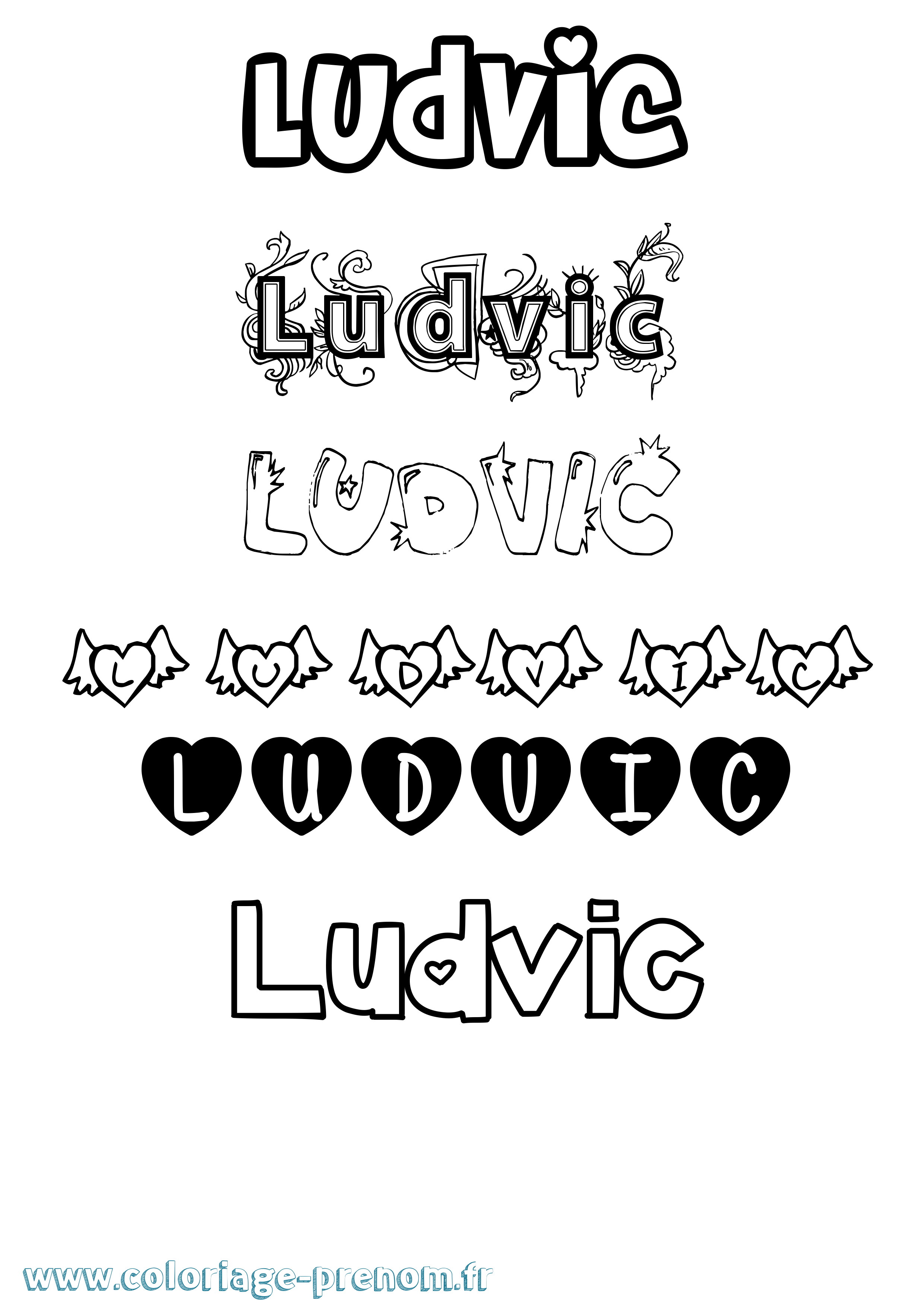 Coloriage Ludvic Girly Coloriage prénom Ludvic Girly