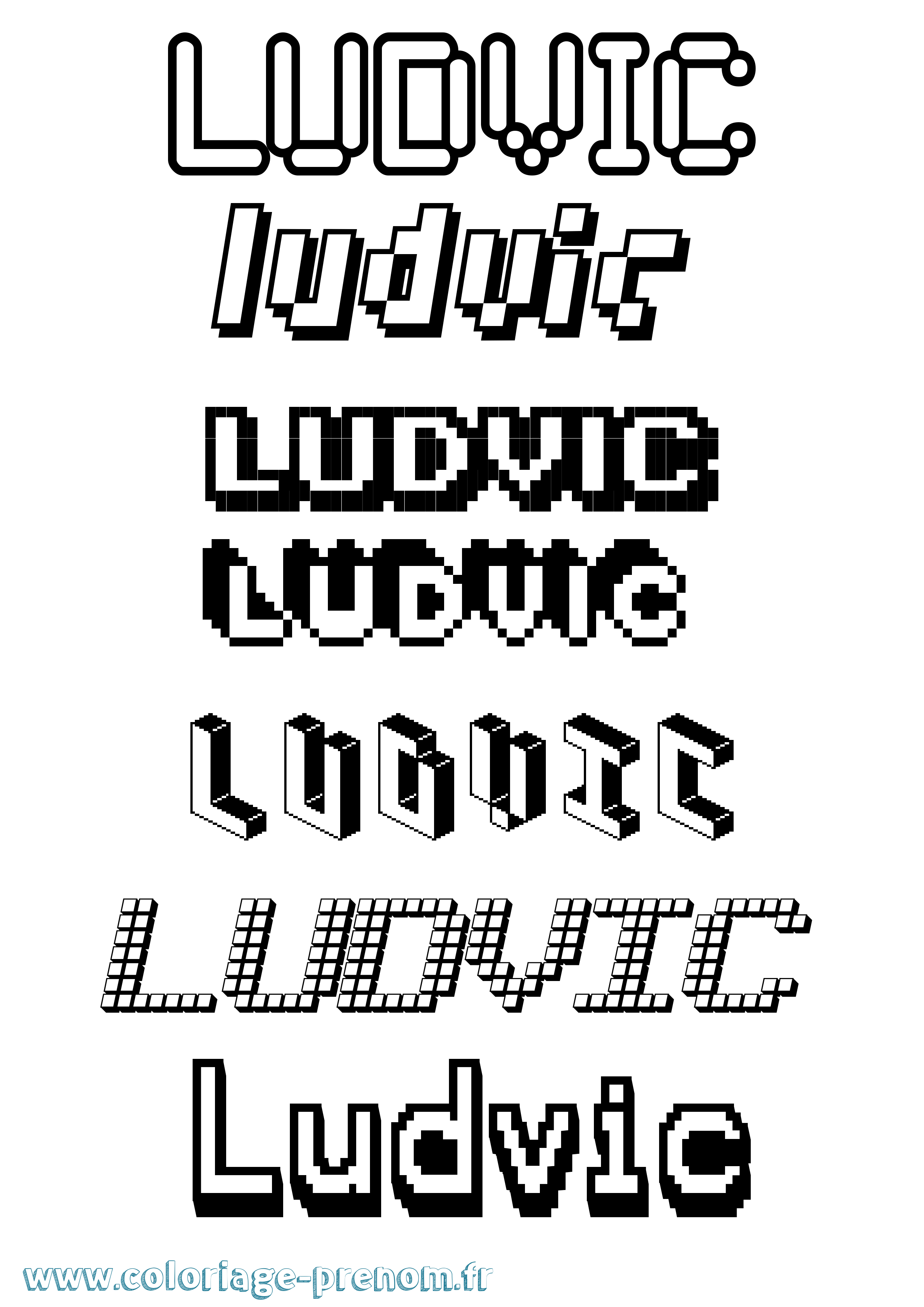Coloriage Ludvic Pixel Coloriage prénom Ludvic Pixel