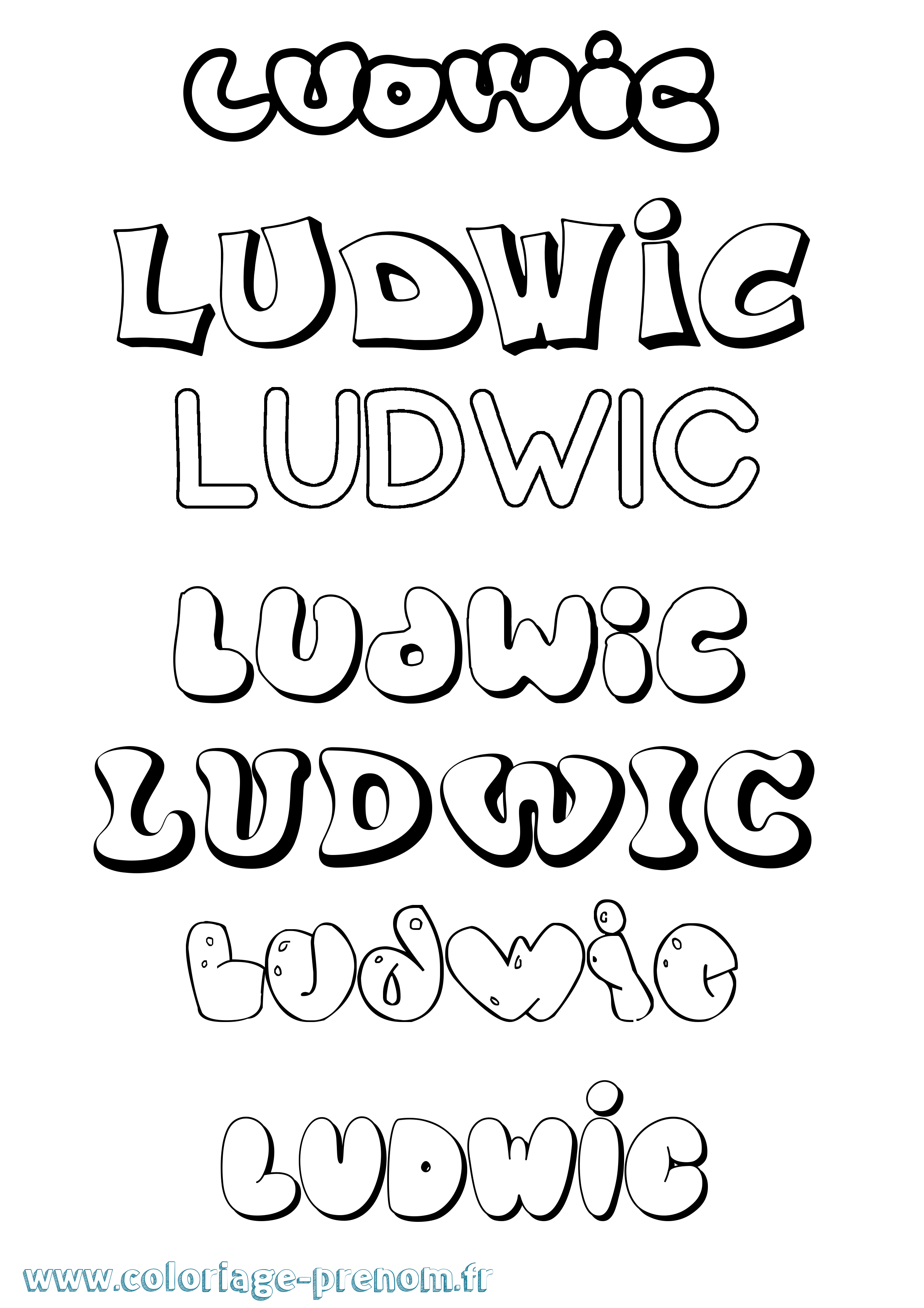 Coloriage Ludwic Bubble Coloriage prénom Ludwic Bubble