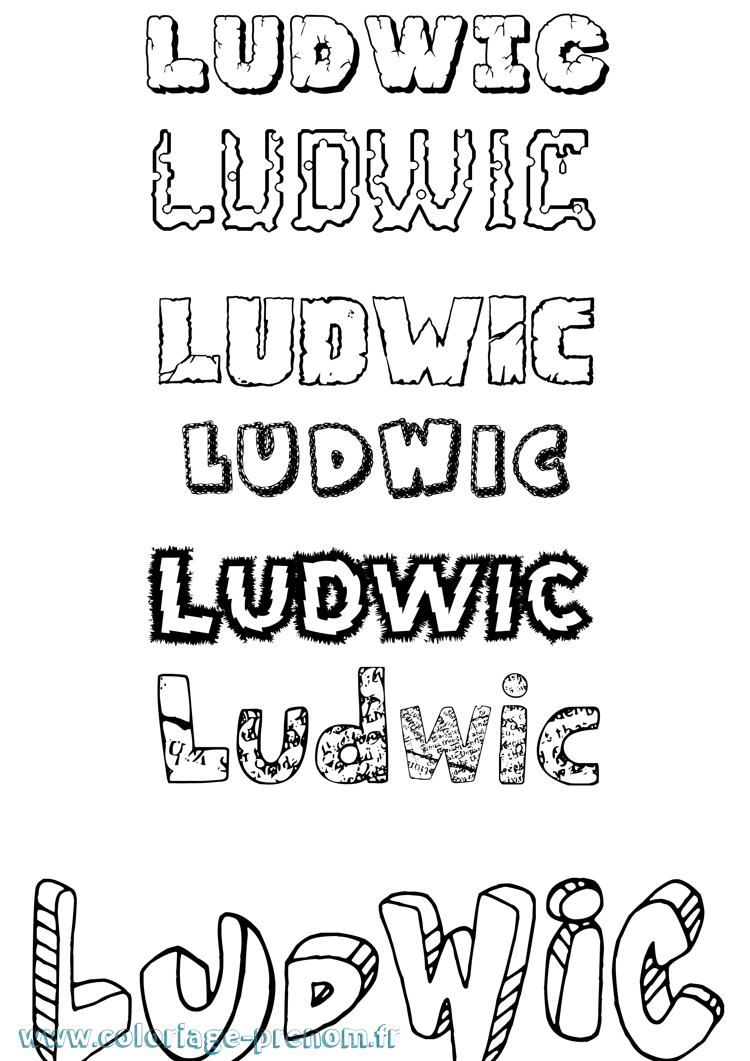 Coloriage Ludwic Destructuré Coloriage prénom Ludwic Destructuré