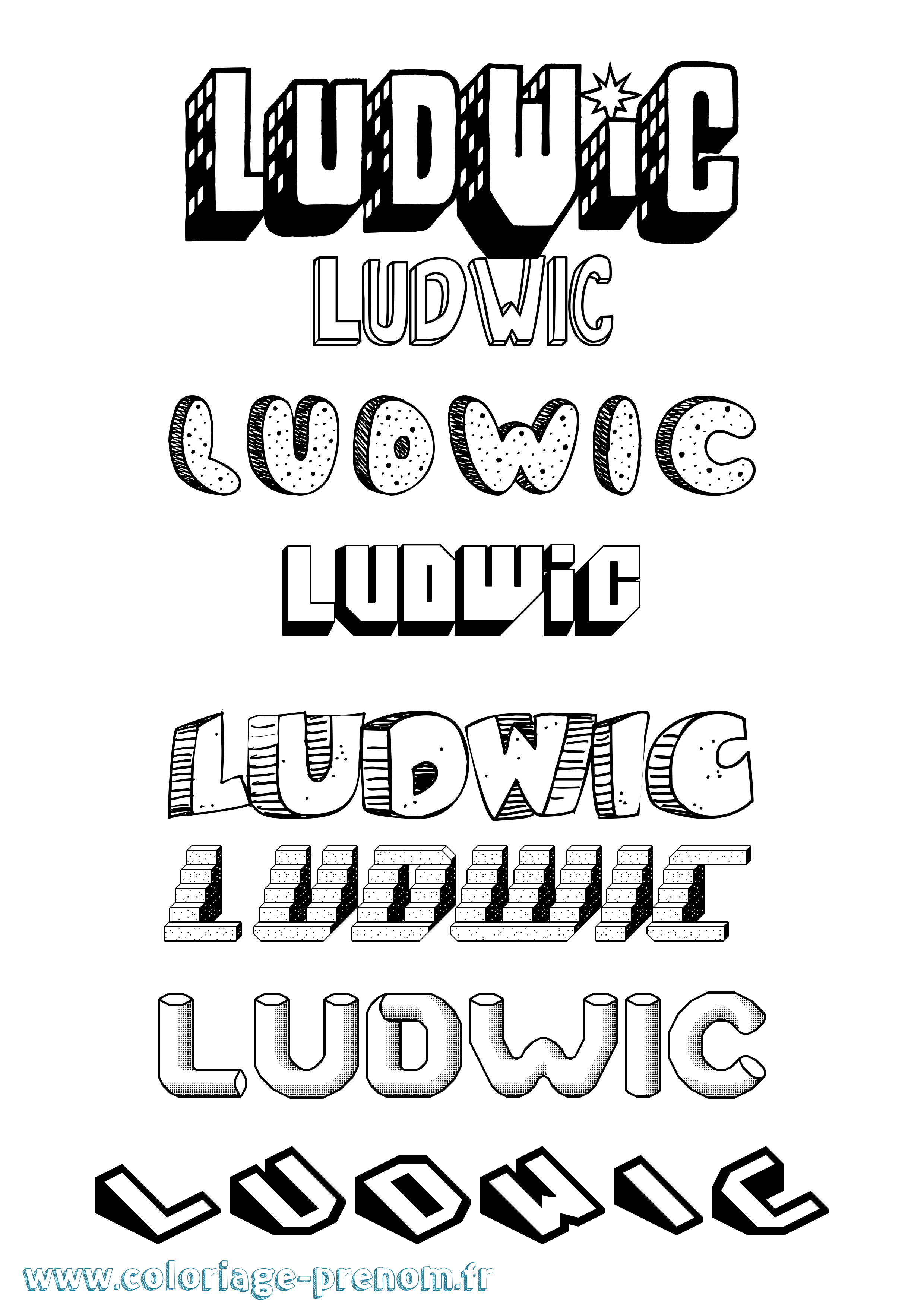 Coloriage Ludwic Effet 3D Coloriage prénom Ludwic Effet 3D