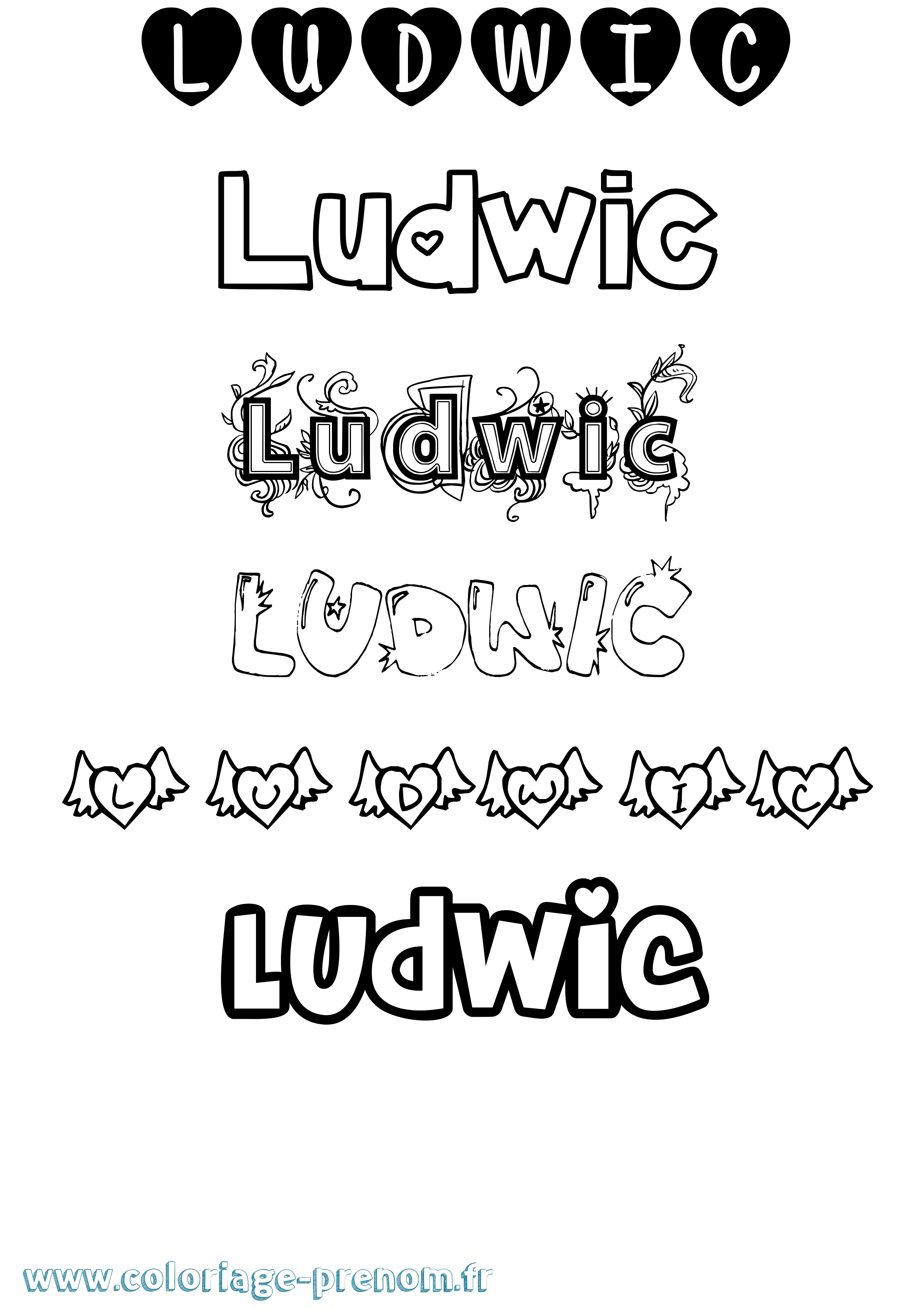 Coloriage Ludwic Girly Coloriage prénom Ludwic Girly