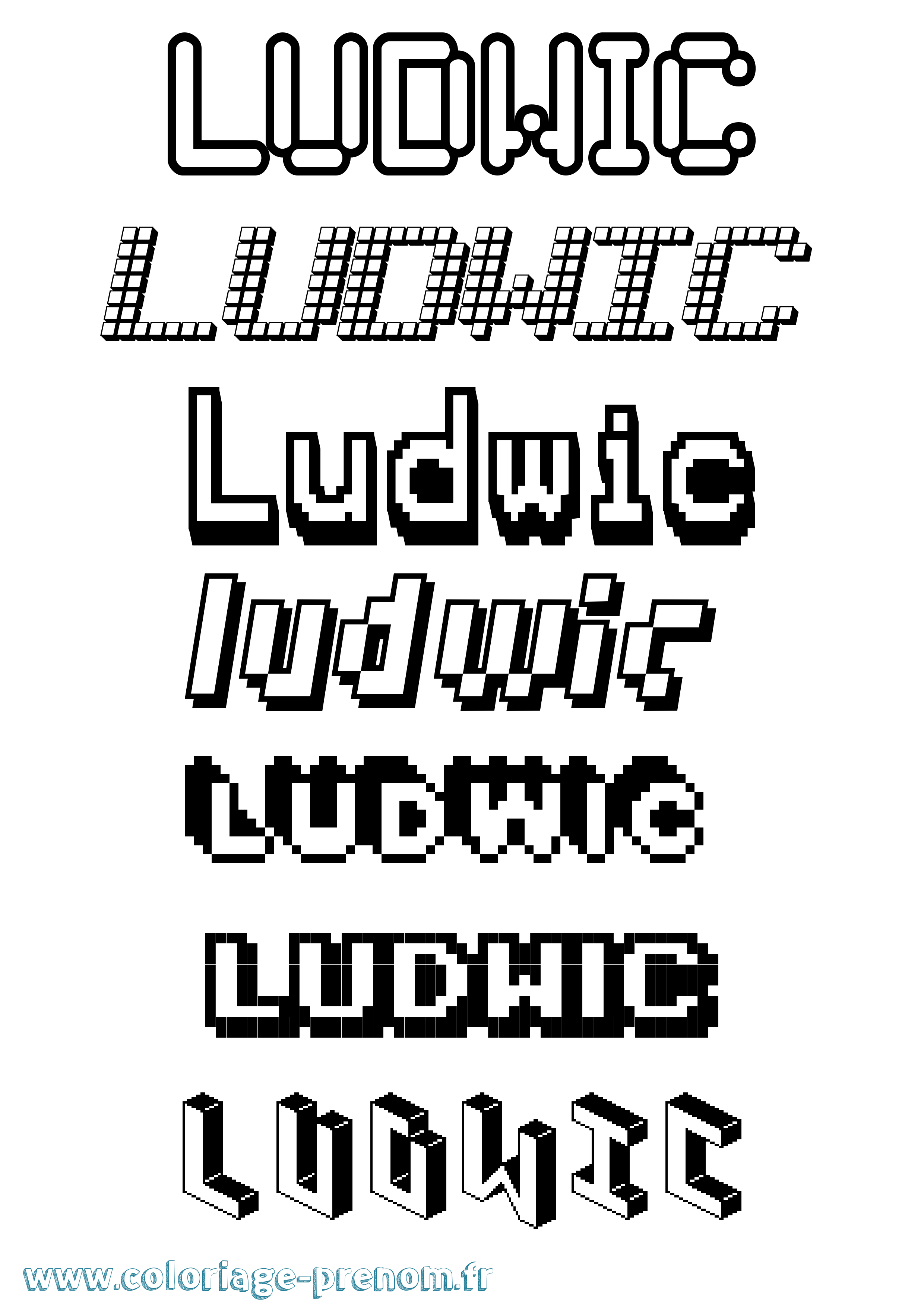 Coloriage Ludwic Pixel Coloriage prénom Ludwic Pixel