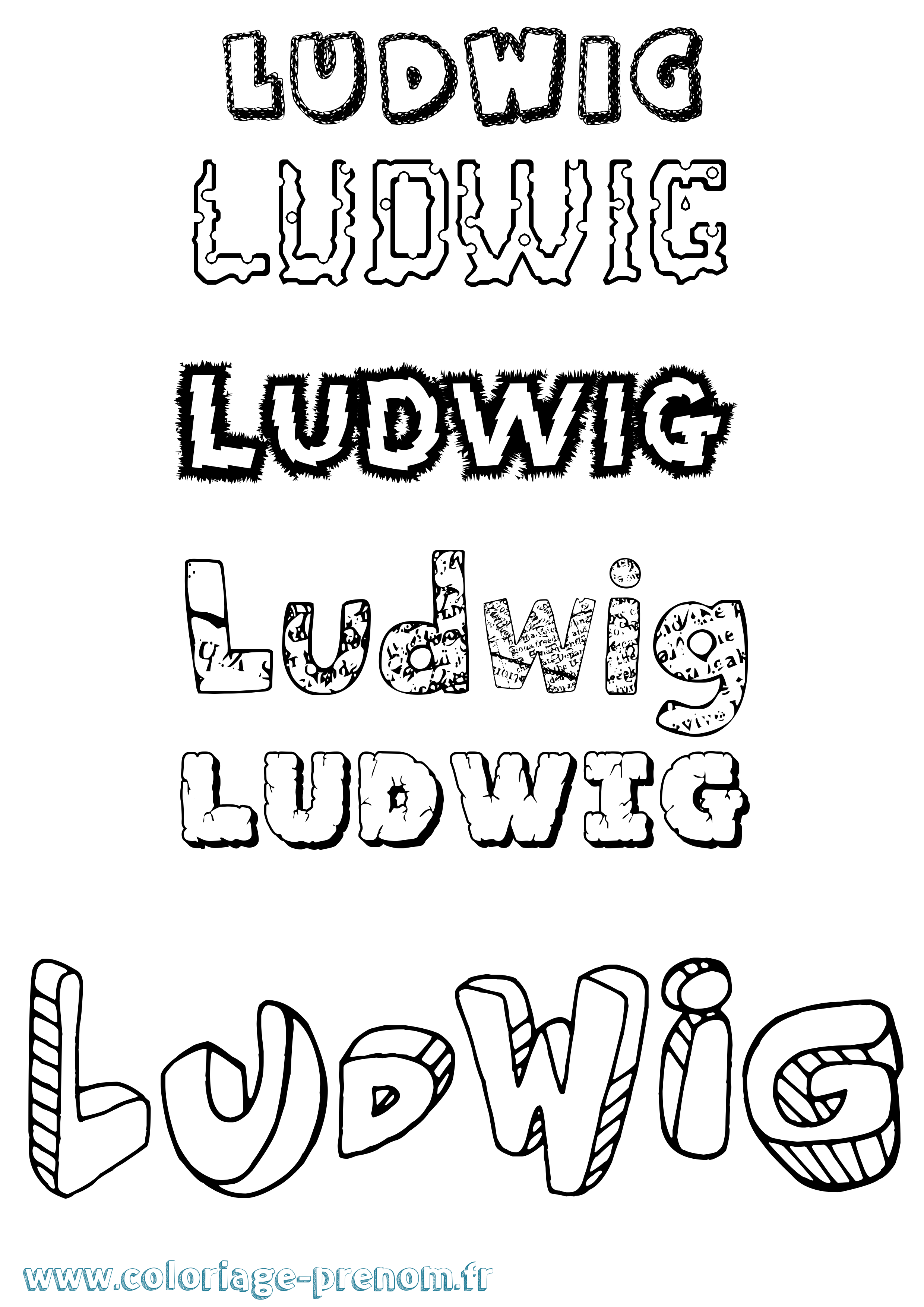 Coloriage Ludwig Destructuré Coloriage prénom Ludwig Destructuré