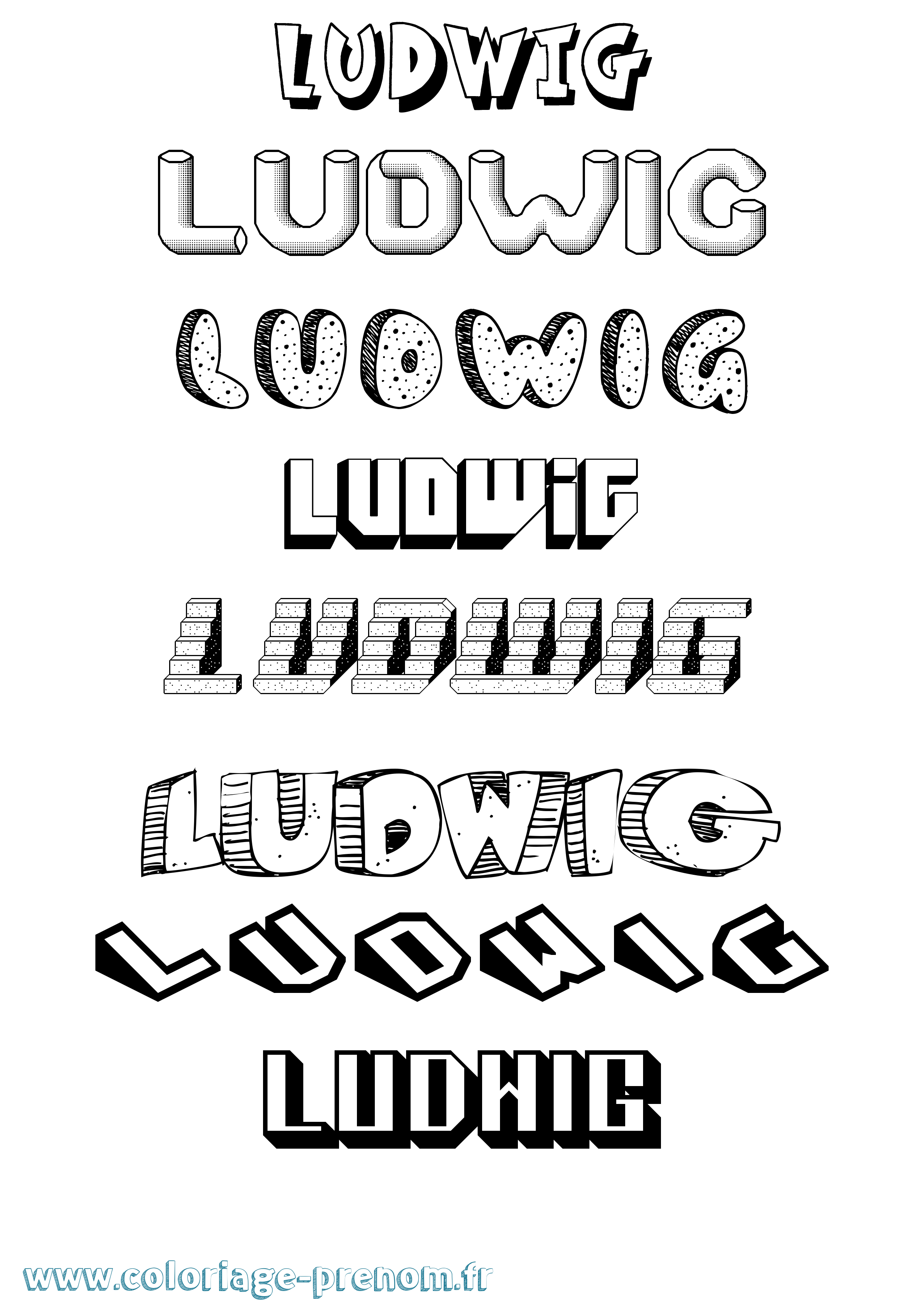 Coloriage Ludwig Effet 3D Coloriage prénom Ludwig Effet 3D