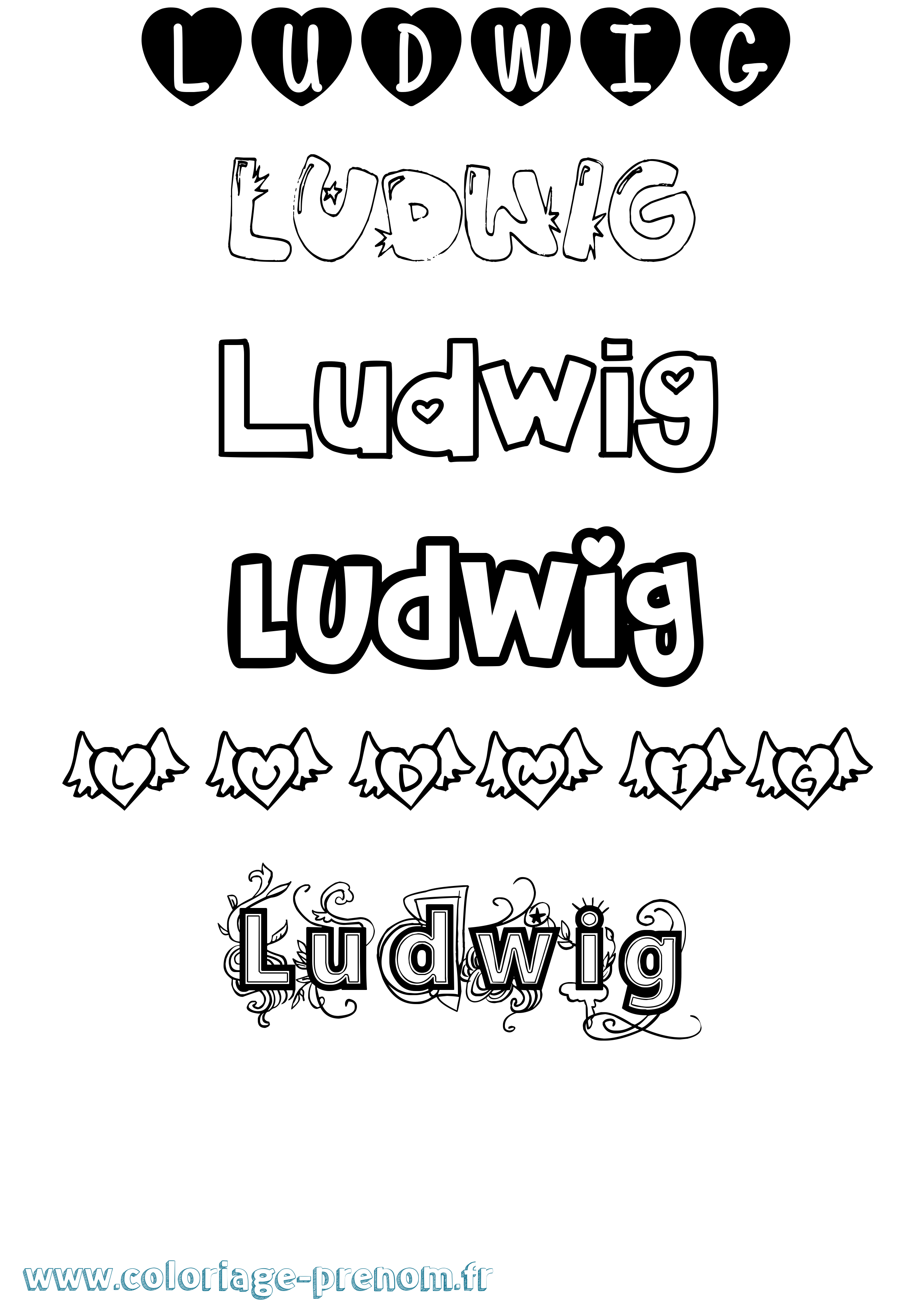 Coloriage Ludwig Girly Coloriage prénom Ludwig Girly