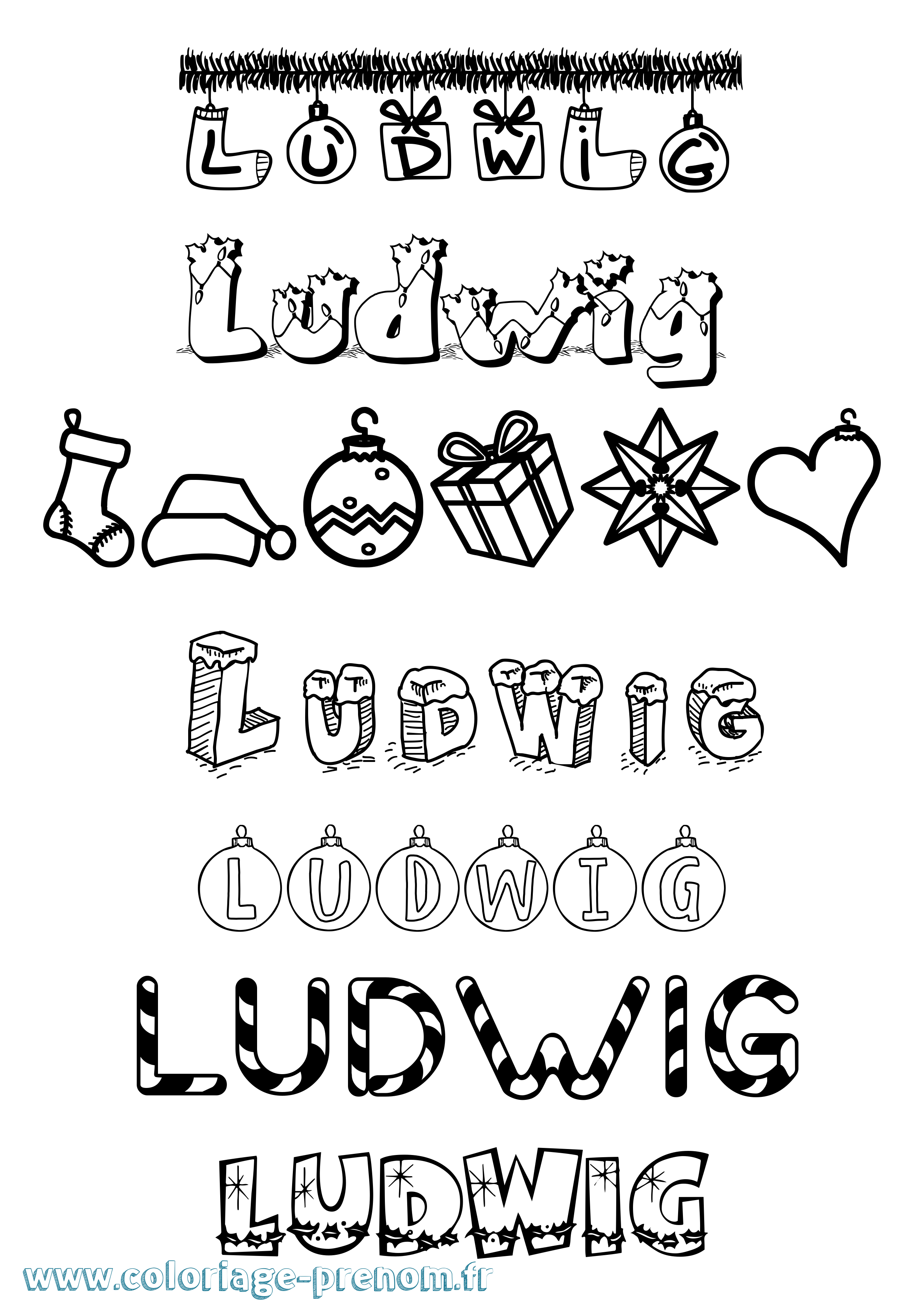 Coloriage Ludwig Noël Coloriage prénom Ludwig Noël