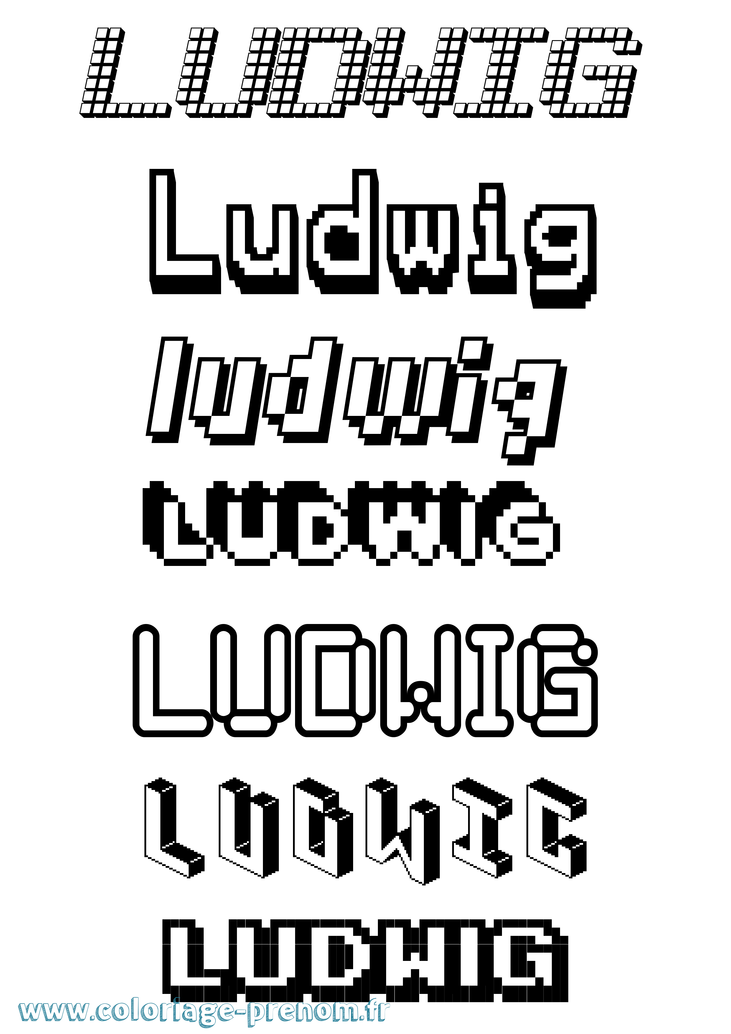 Coloriage Ludwig Pixel Coloriage prénom Ludwig Pixel