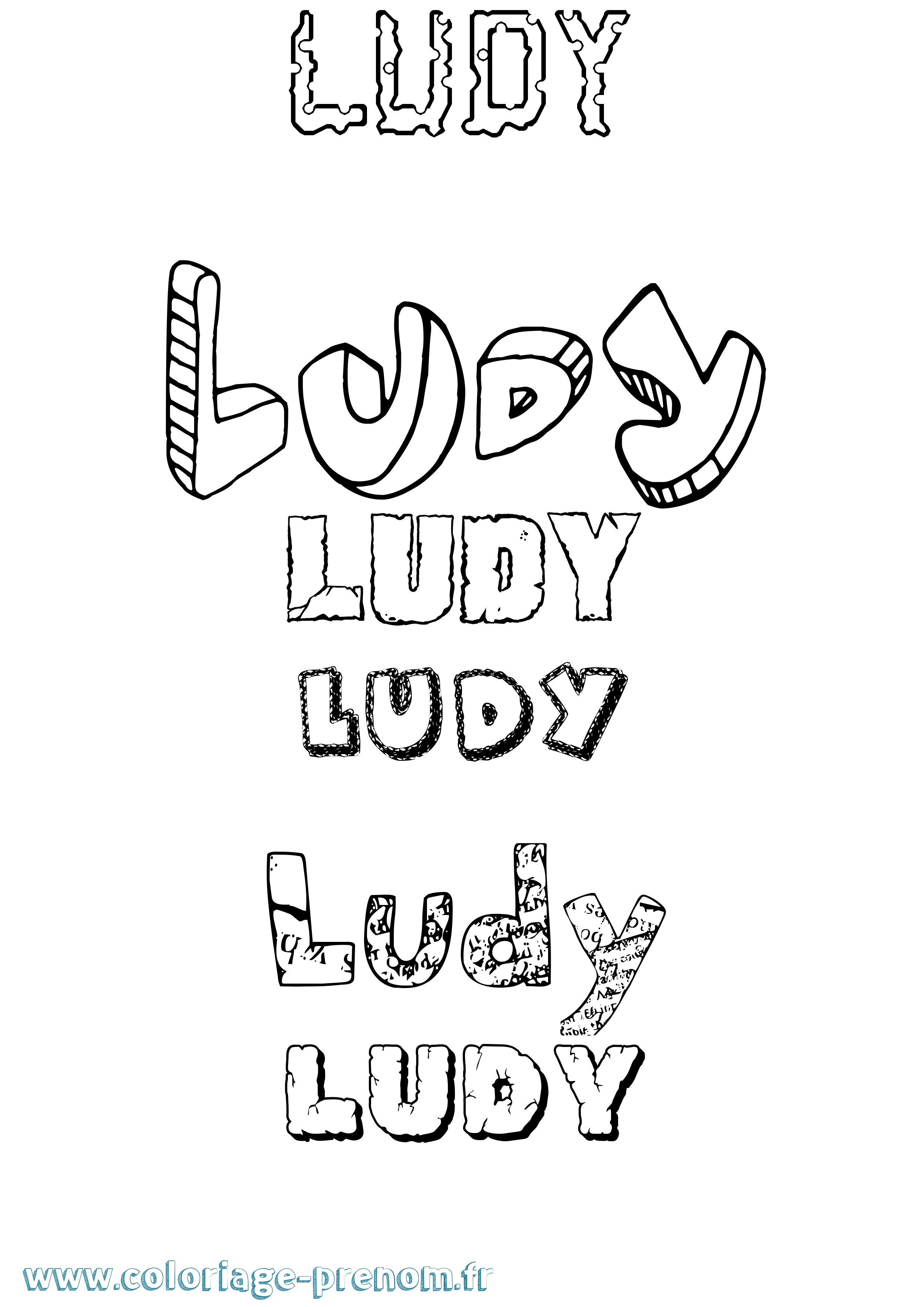 Coloriage Ludy Destructuré Coloriage prénom Ludy Destructuré