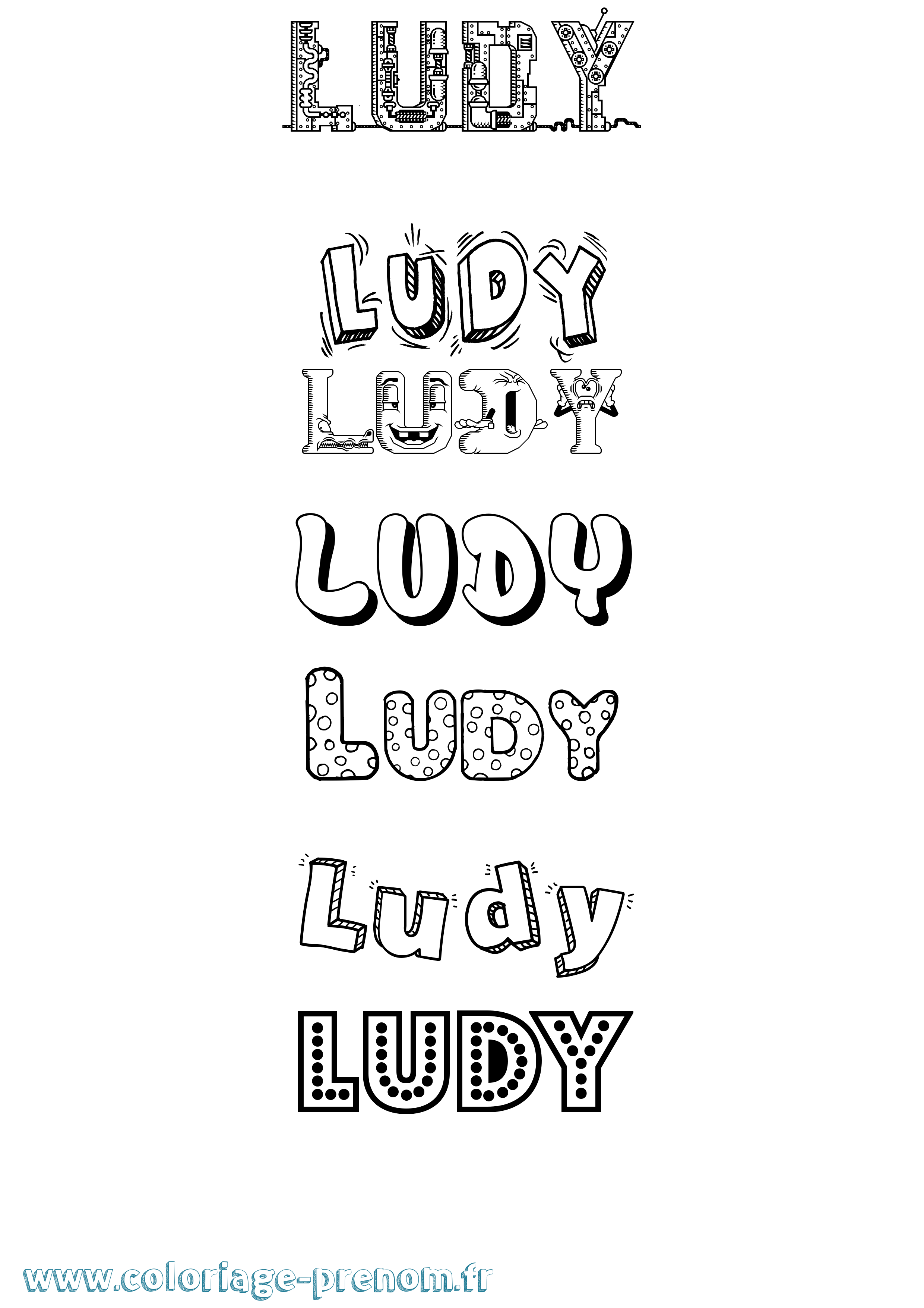 Coloriage Ludy Fun Coloriage prénom Ludy Fun