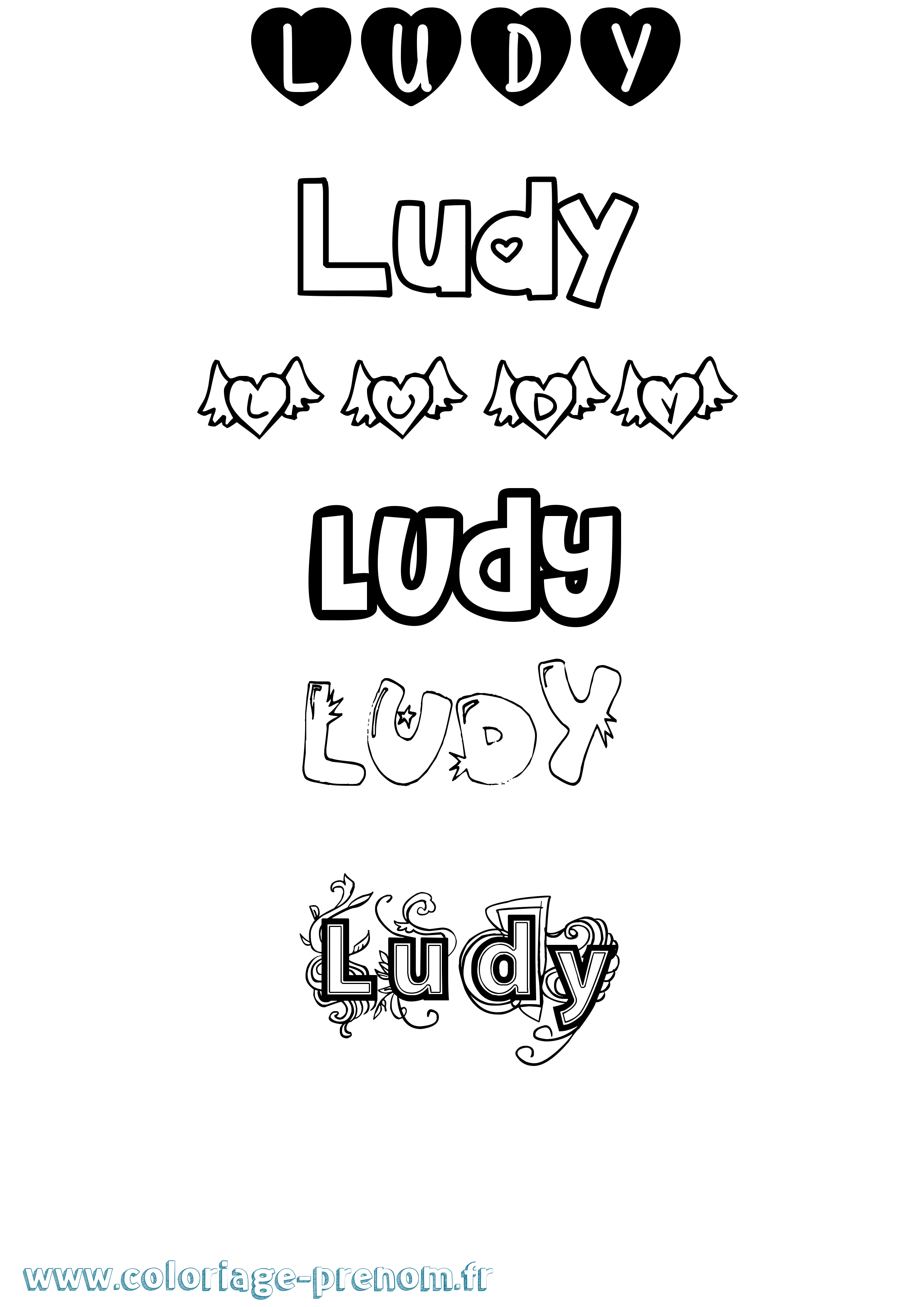 Coloriage Ludy Girly Coloriage prénom Ludy Girly