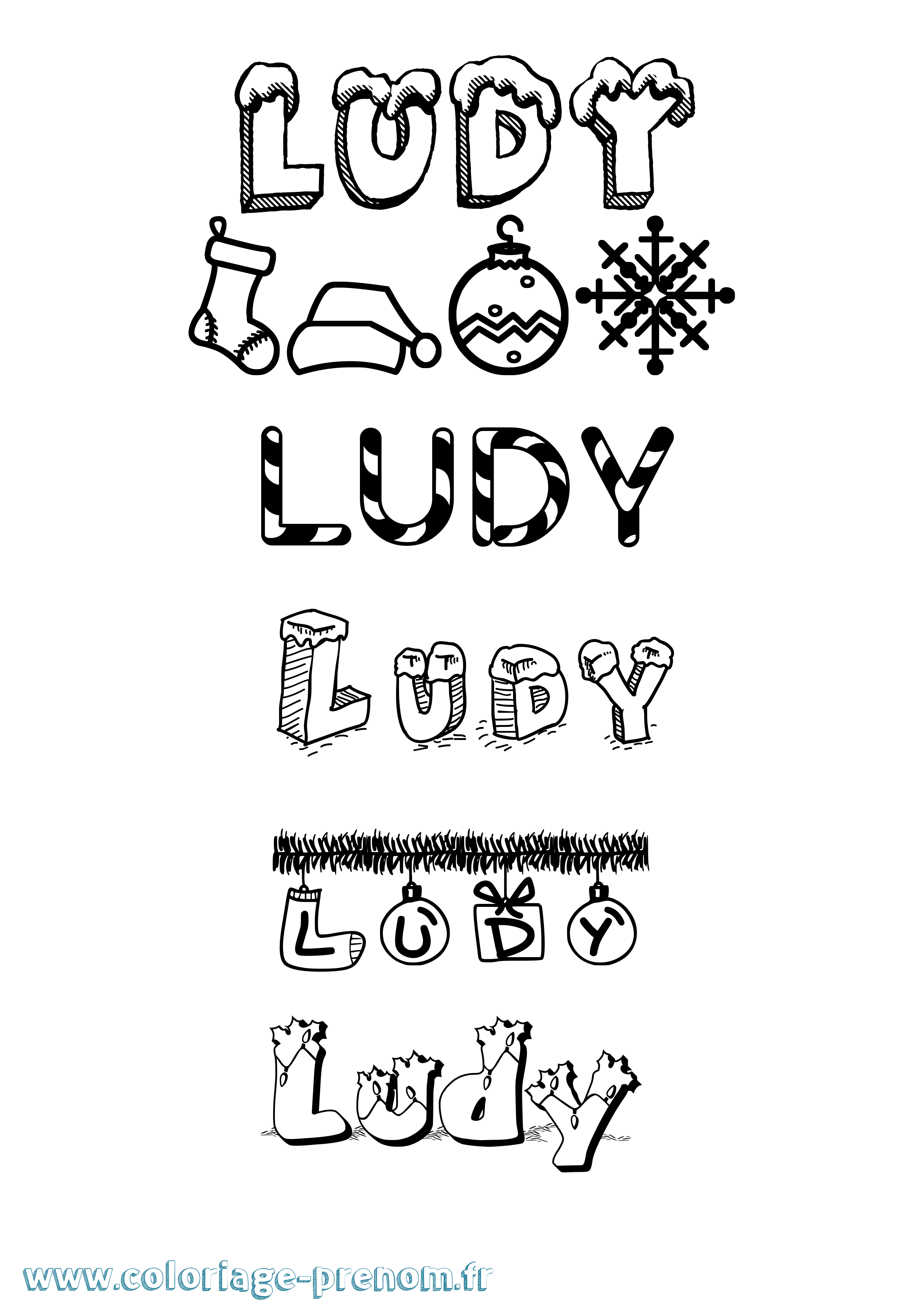Coloriage Ludy Noël Coloriage prénom Ludy Noël