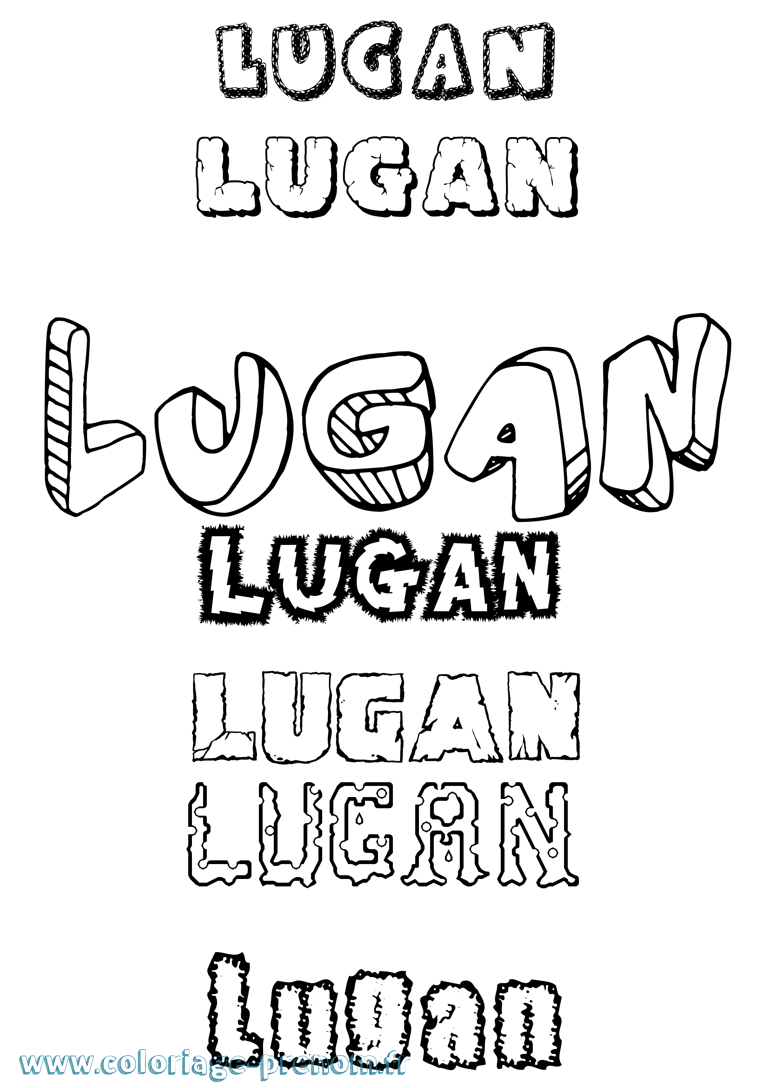 Coloriage Lugan Destructuré Coloriage prénom Lugan Destructuré