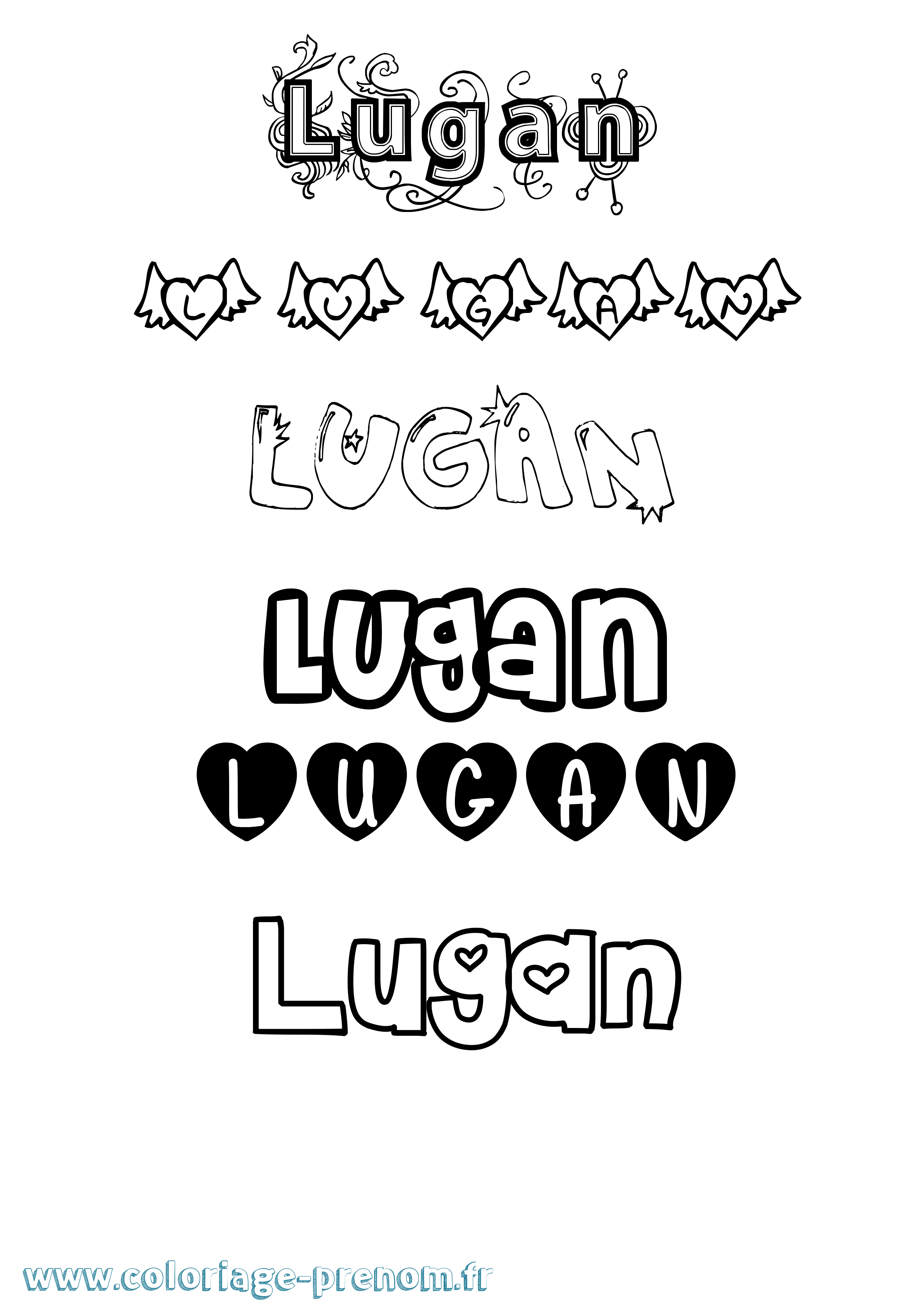 Coloriage Lugan Girly Coloriage prénom Lugan Girly