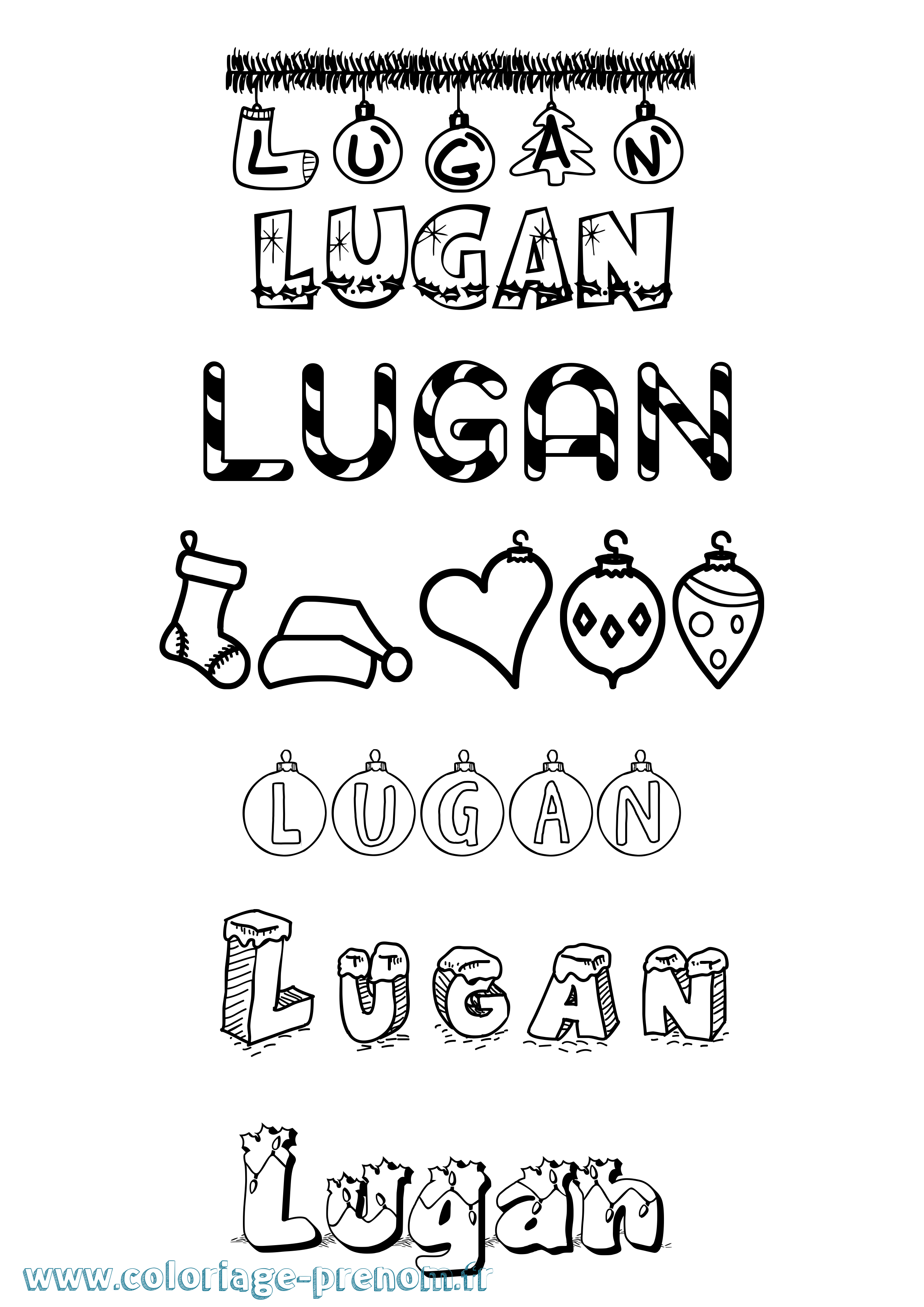 Coloriage Lugan Noël Coloriage prénom Lugan Noël