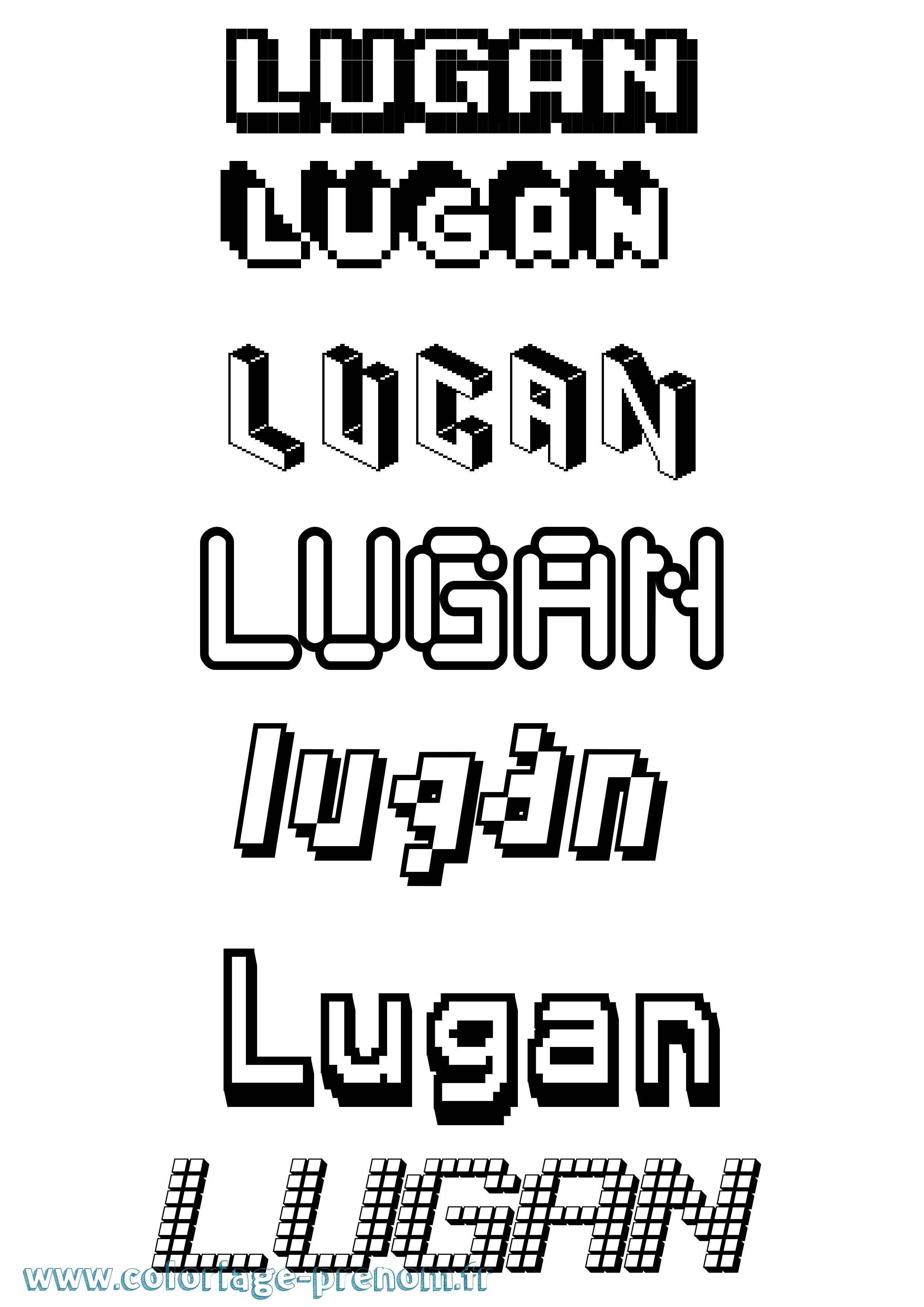 Coloriage Lugan Pixel Coloriage prénom Lugan Pixel