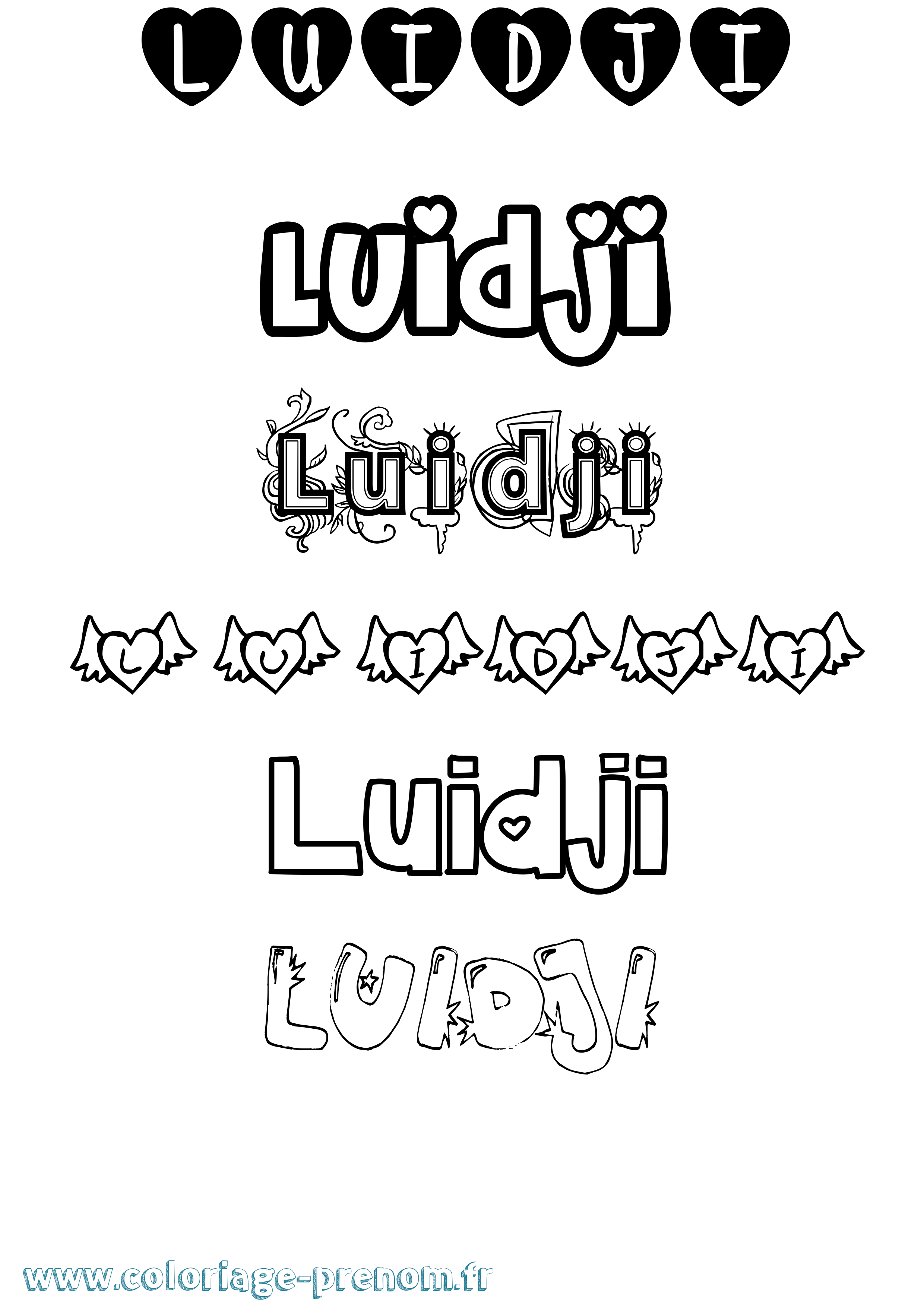 Coloriage Luidji Girly Coloriage prénom Luidji Girly