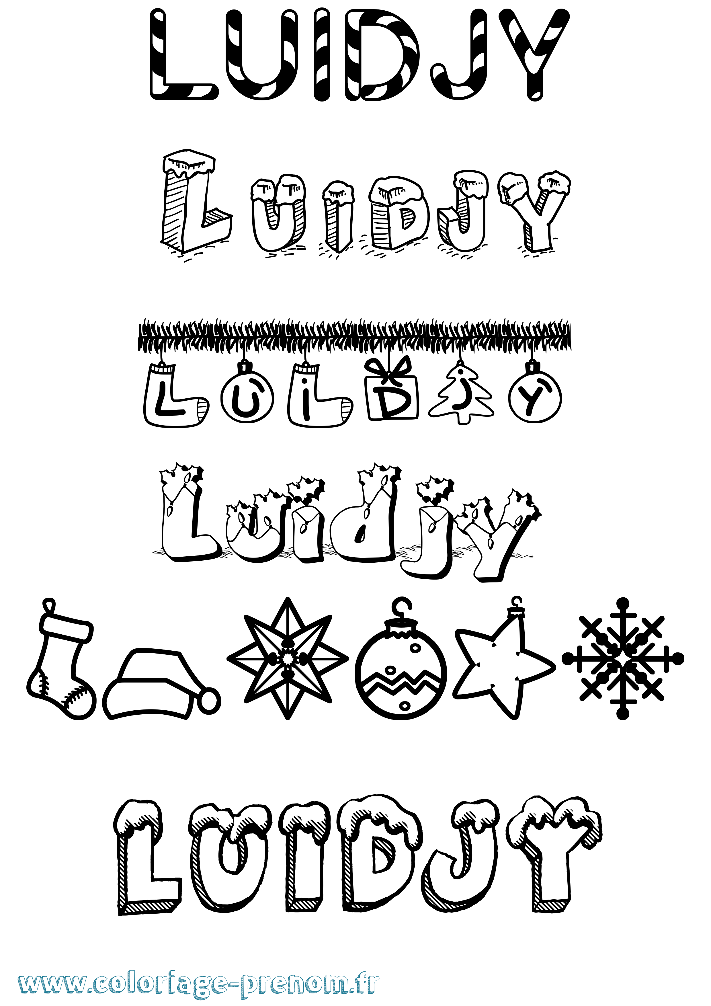 Coloriage Luidjy Noël Coloriage prénom Luidjy Noël