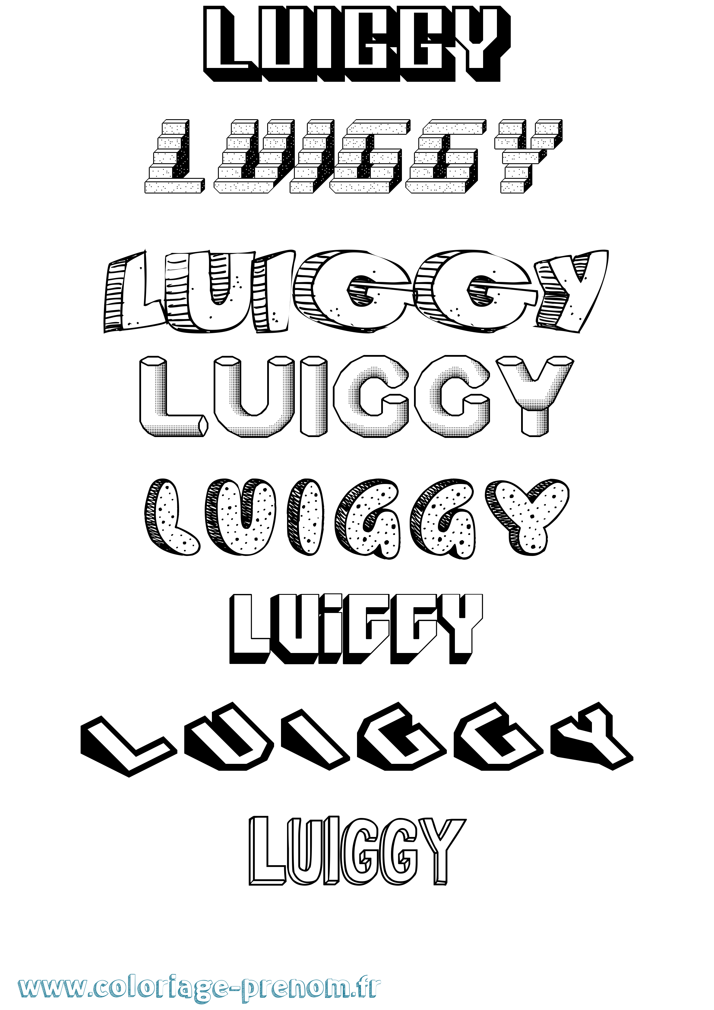 Coloriage Luiggy Effet 3D Coloriage prénom Luiggy Effet 3D