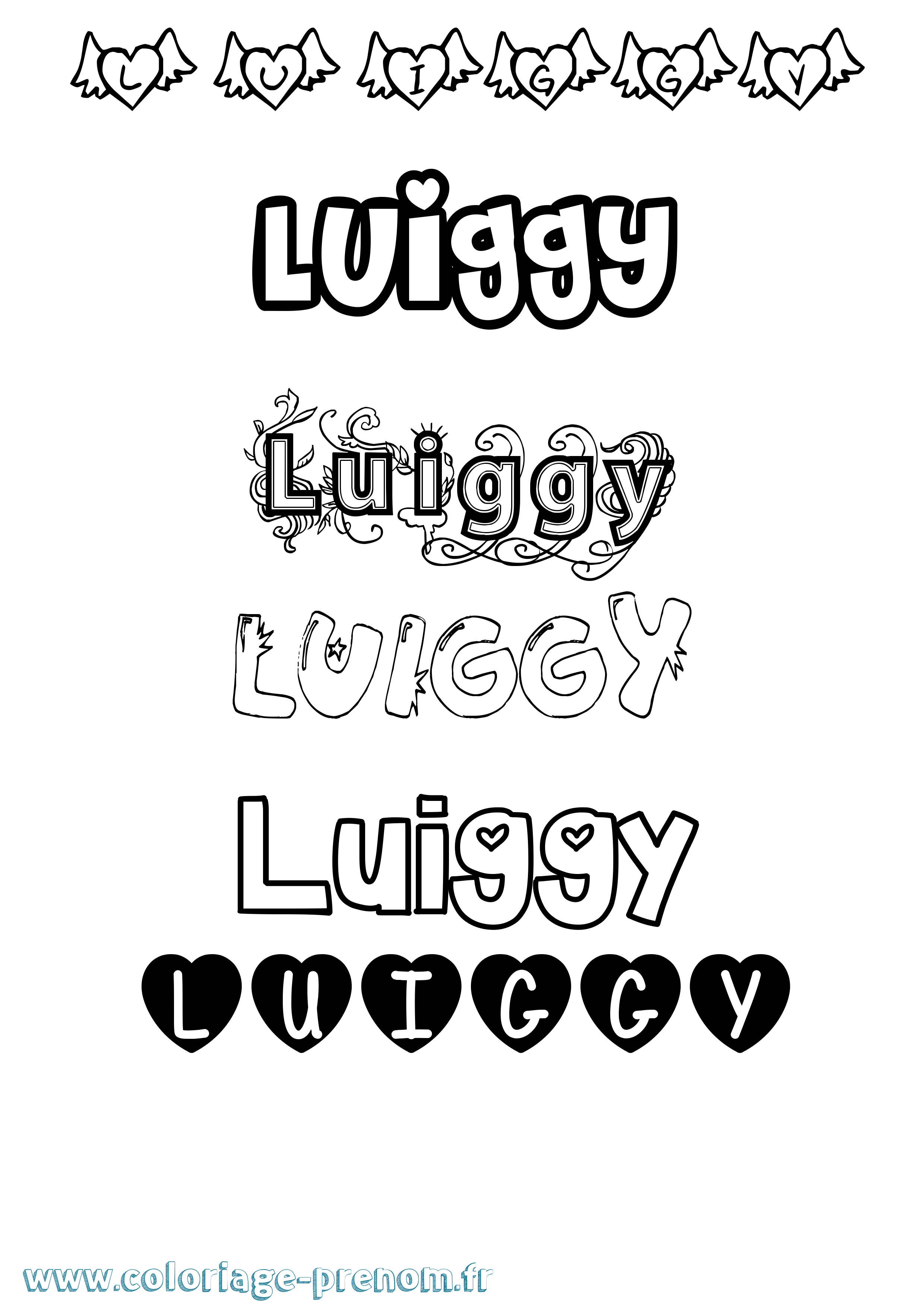 Coloriage Luiggy Girly Coloriage prénom Luiggy Girly