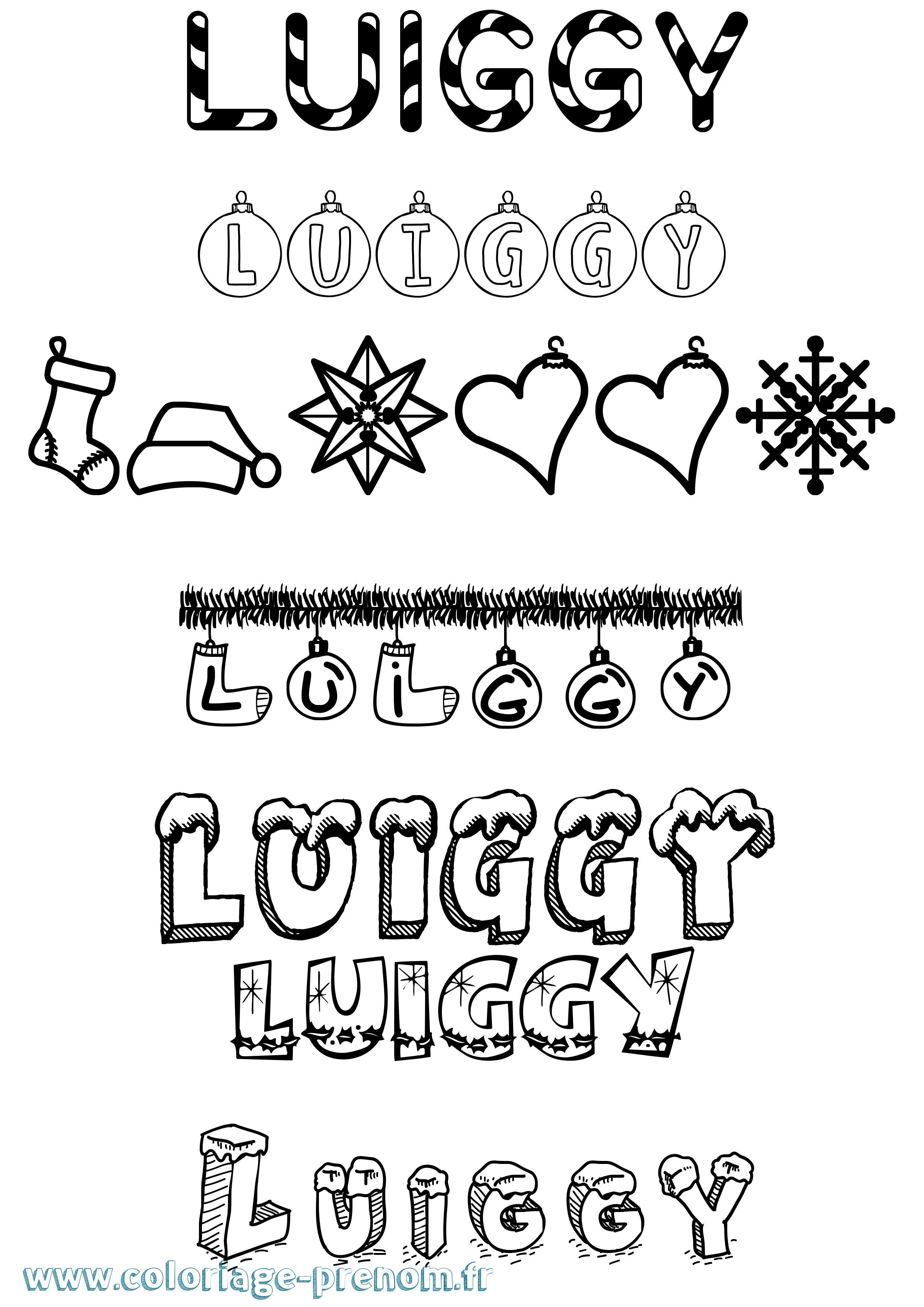 Coloriage Luiggy Noël Coloriage prénom Luiggy Noël
