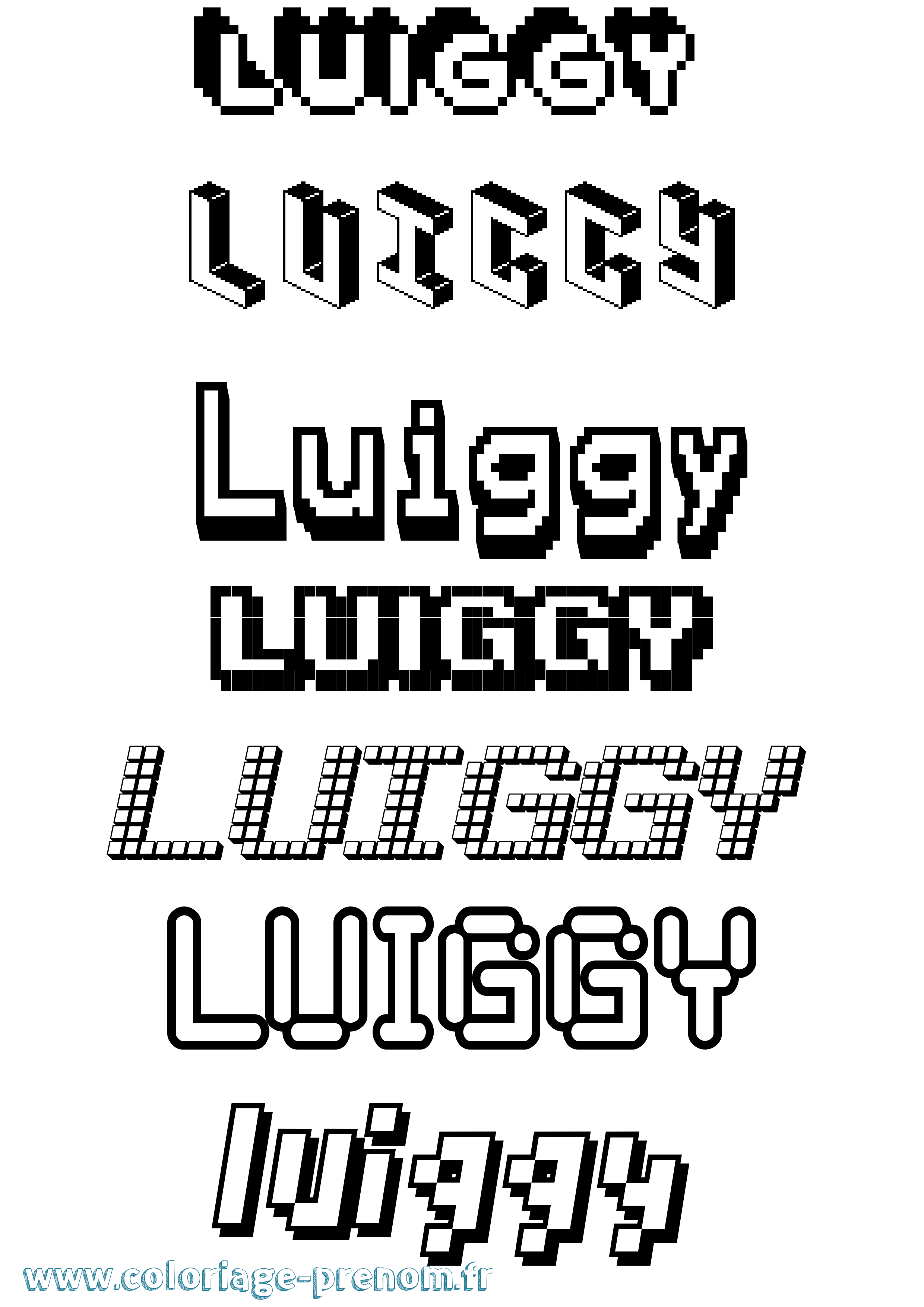 Coloriage Luiggy Pixel Coloriage prénom Luiggy Pixel