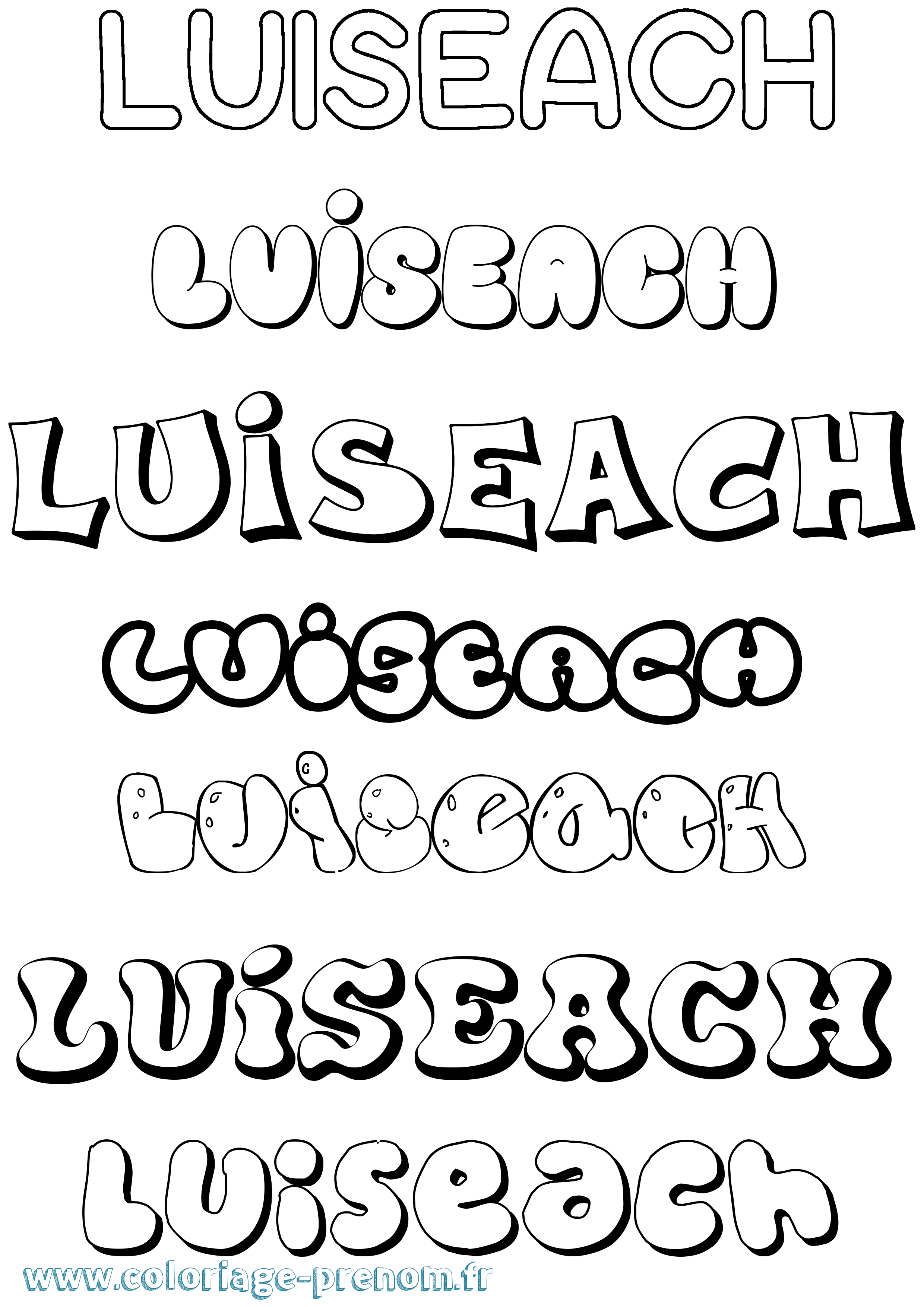 Coloriage Luíseach Bubble Coloriage prénom Luíseach Bubble