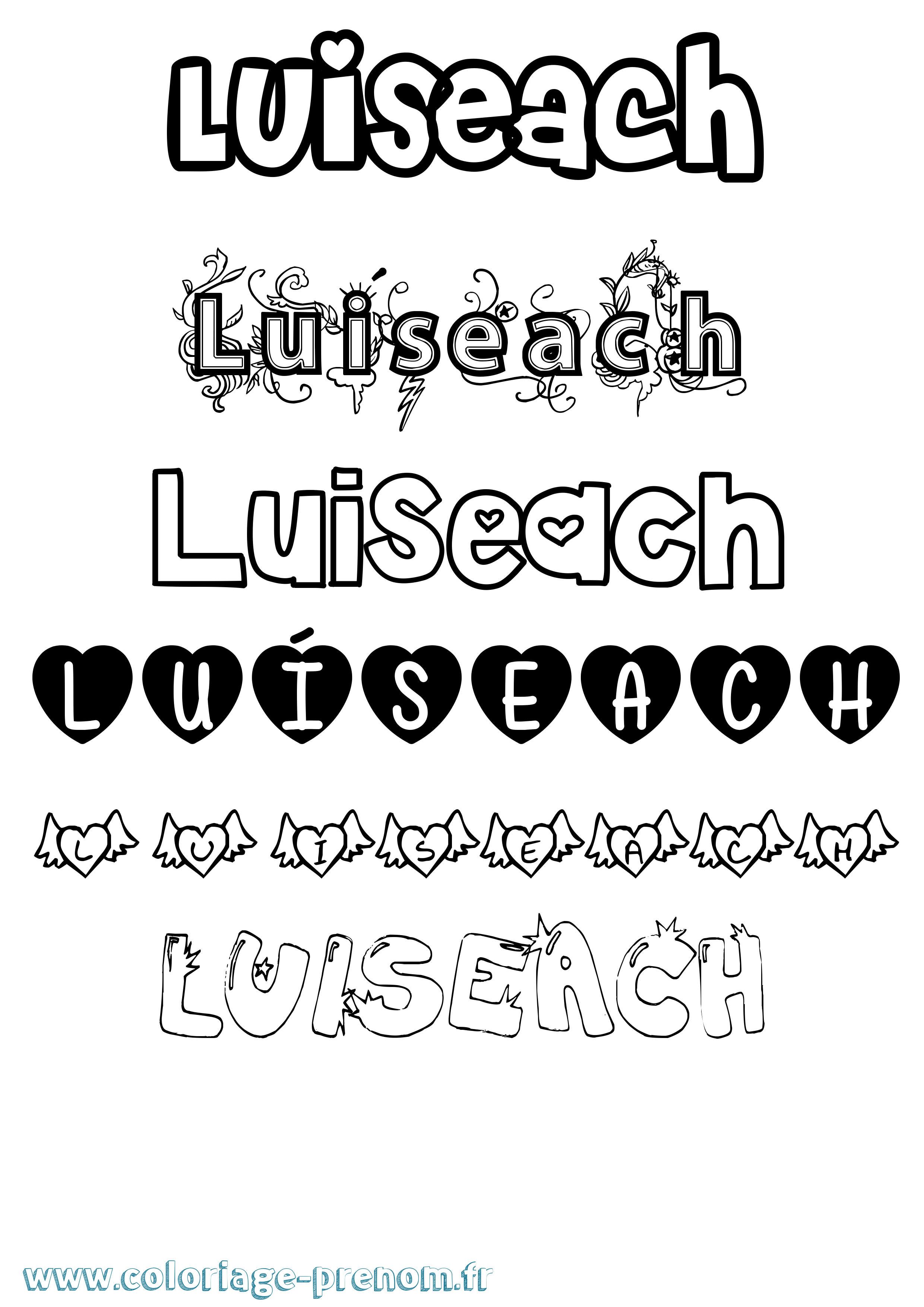 Coloriage Luíseach Girly Coloriage prénom Luíseach Girly