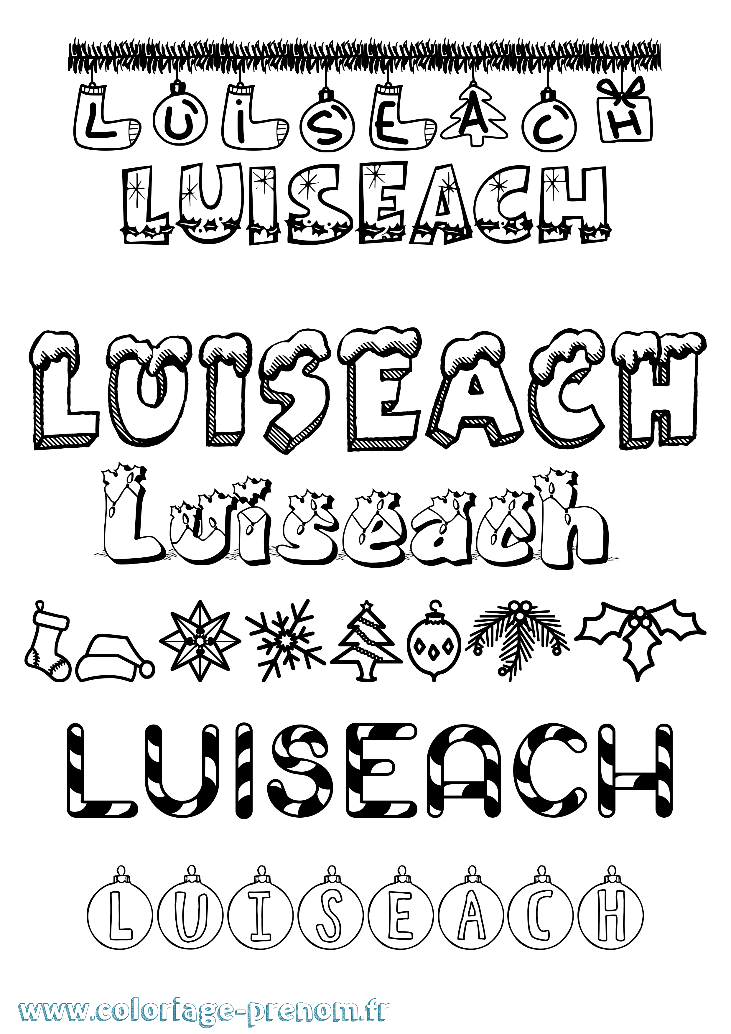 Coloriage Luíseach Noël Coloriage prénom Luíseach Noël