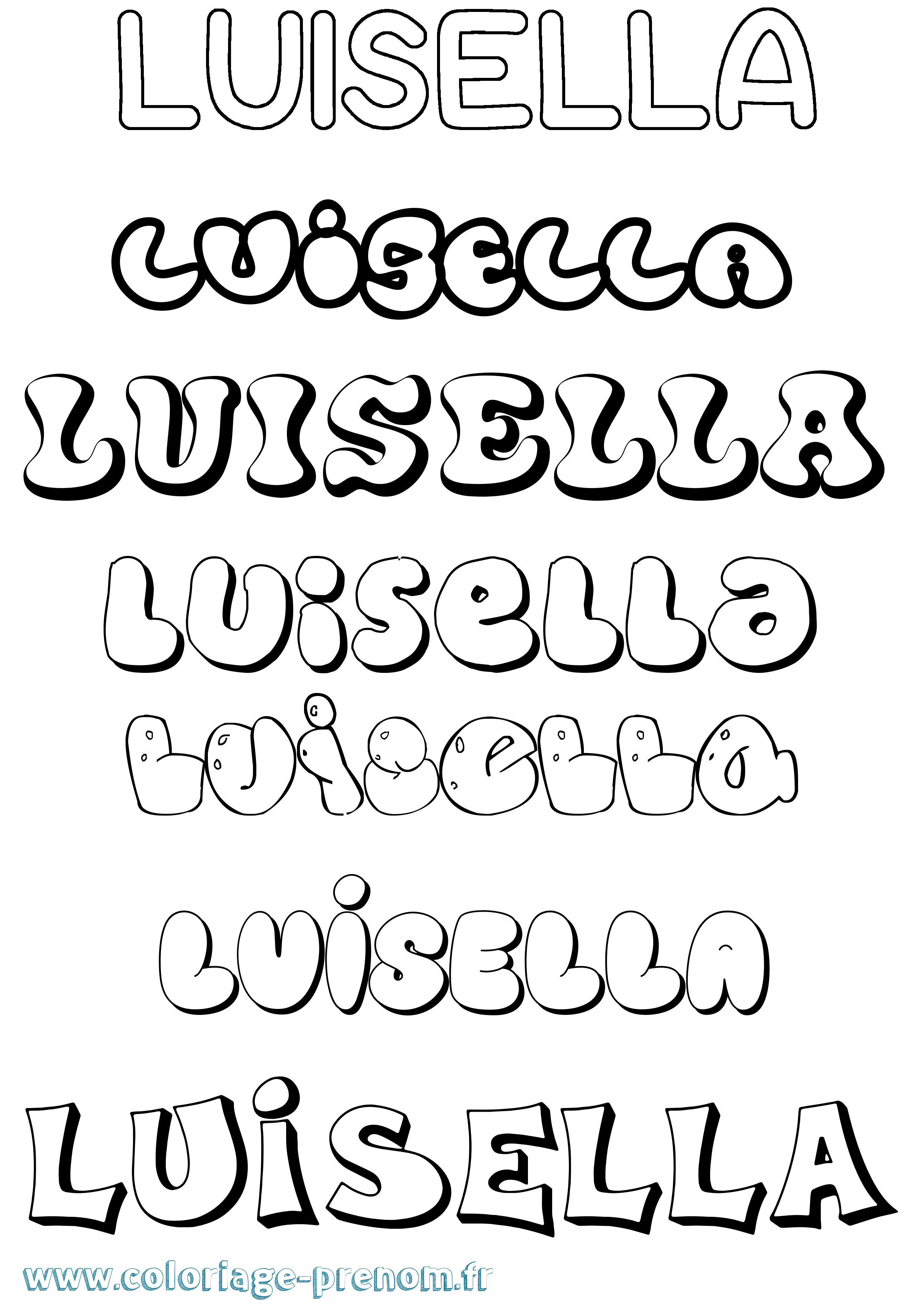 Coloriage Luisella Bubble Coloriage prénom Luisella Bubble
