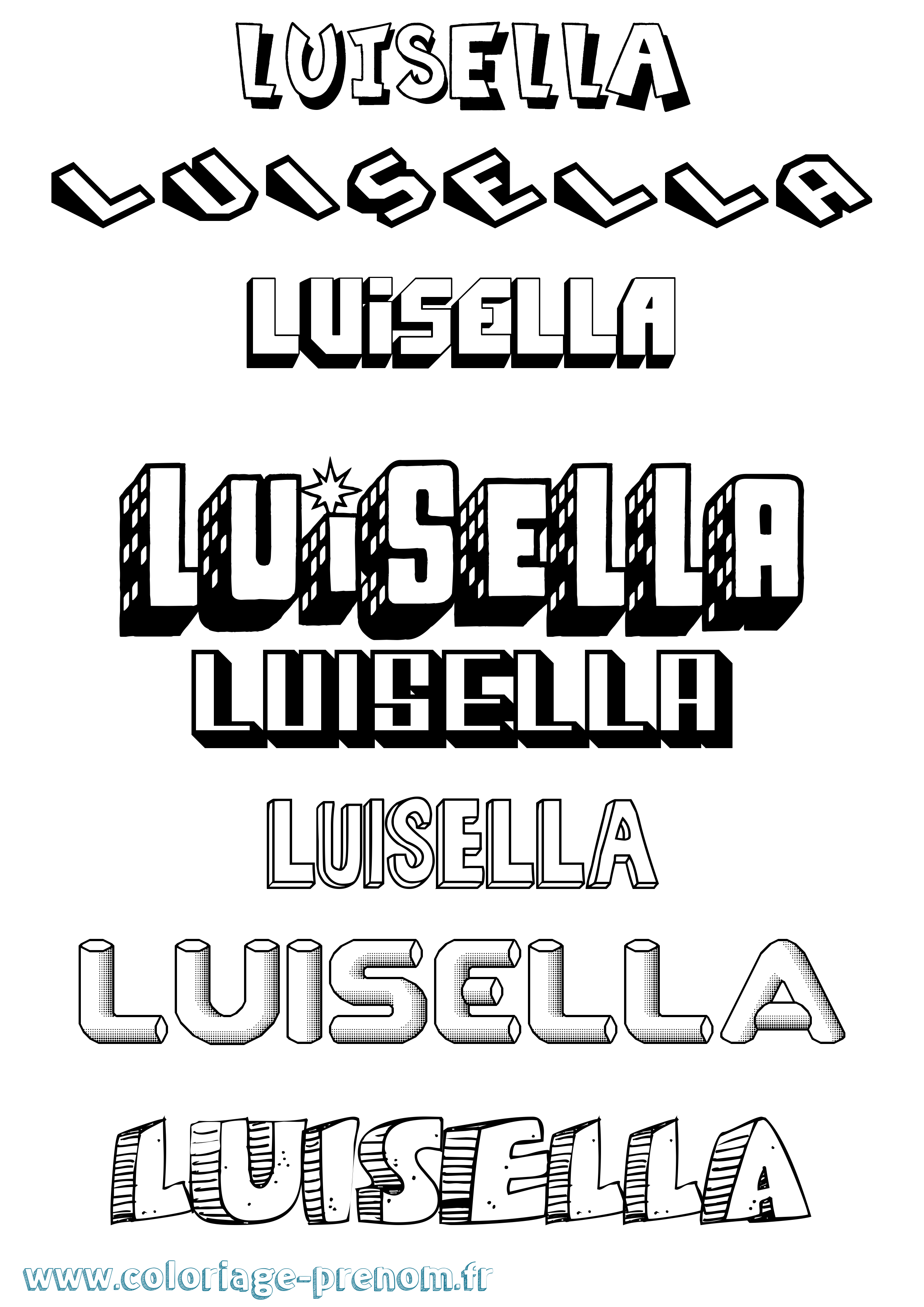Coloriage Luisella Effet 3D Coloriage prénom Luisella Effet 3D