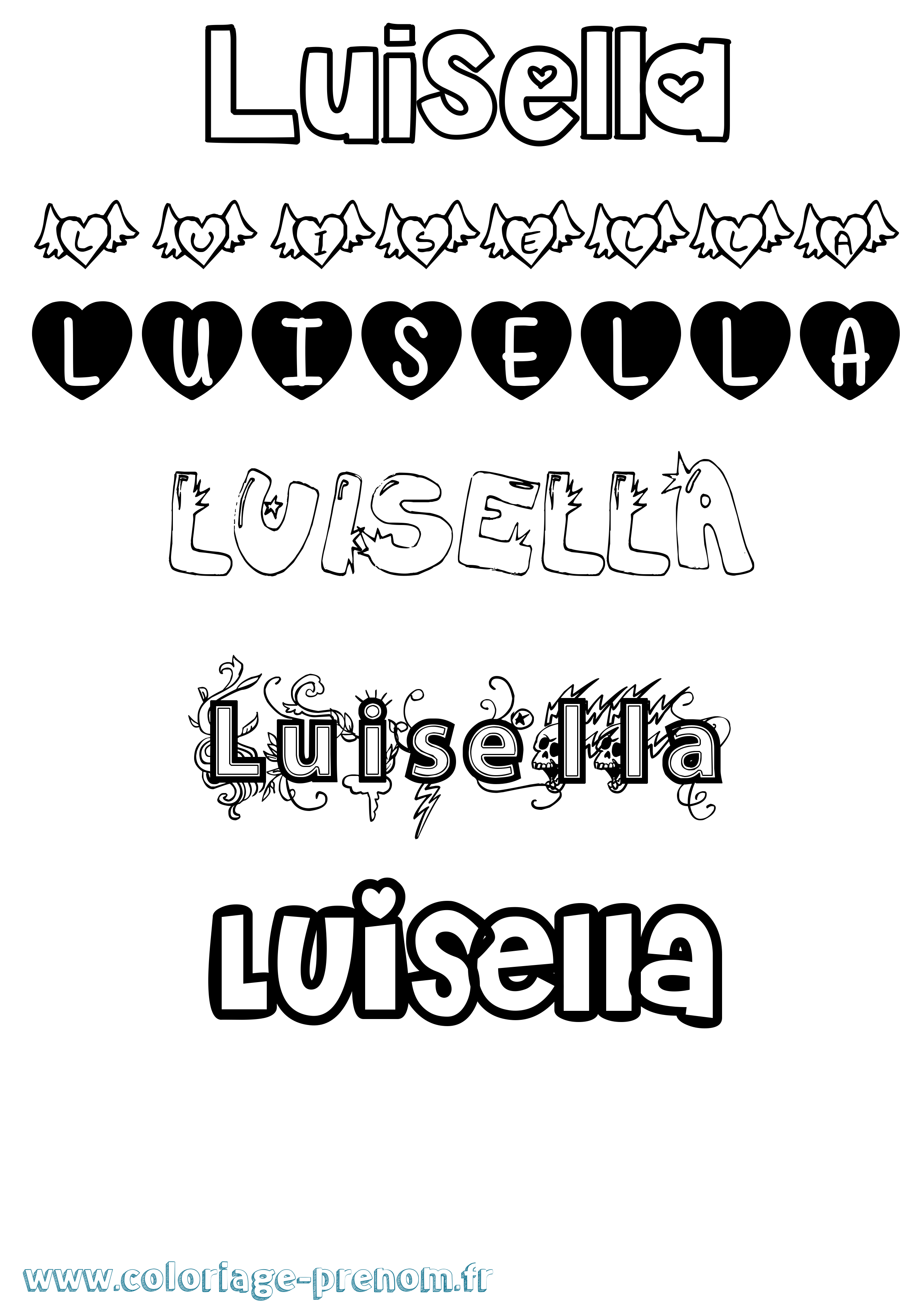 Coloriage Luisella Girly Coloriage prénom Luisella Girly