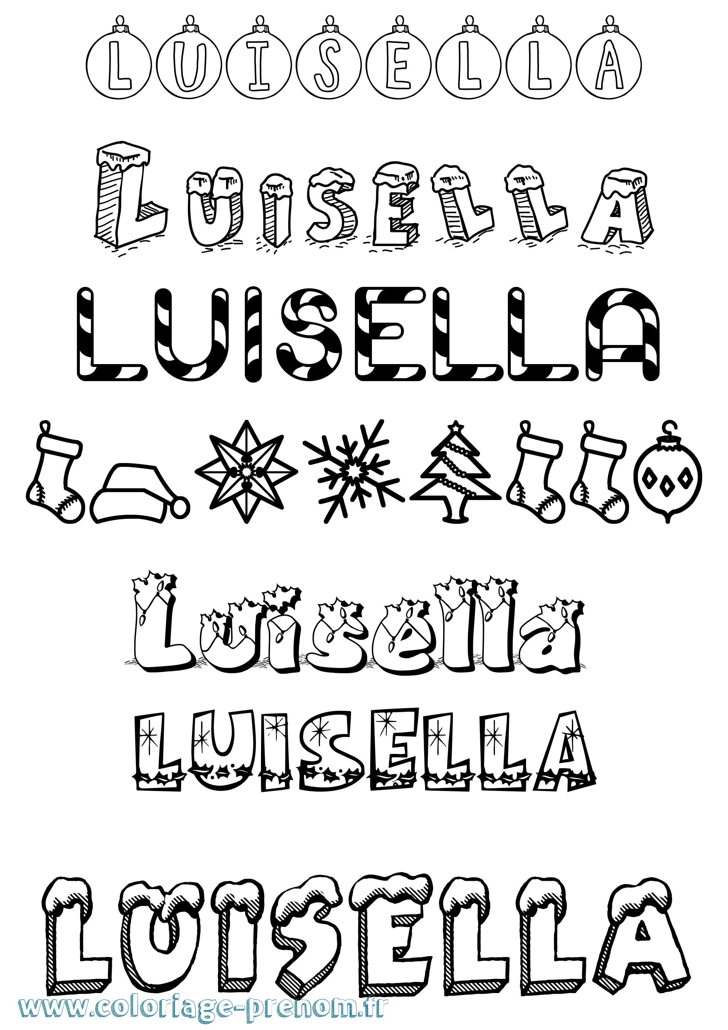 Coloriage Luisella Noël Coloriage prénom Luisella Noël