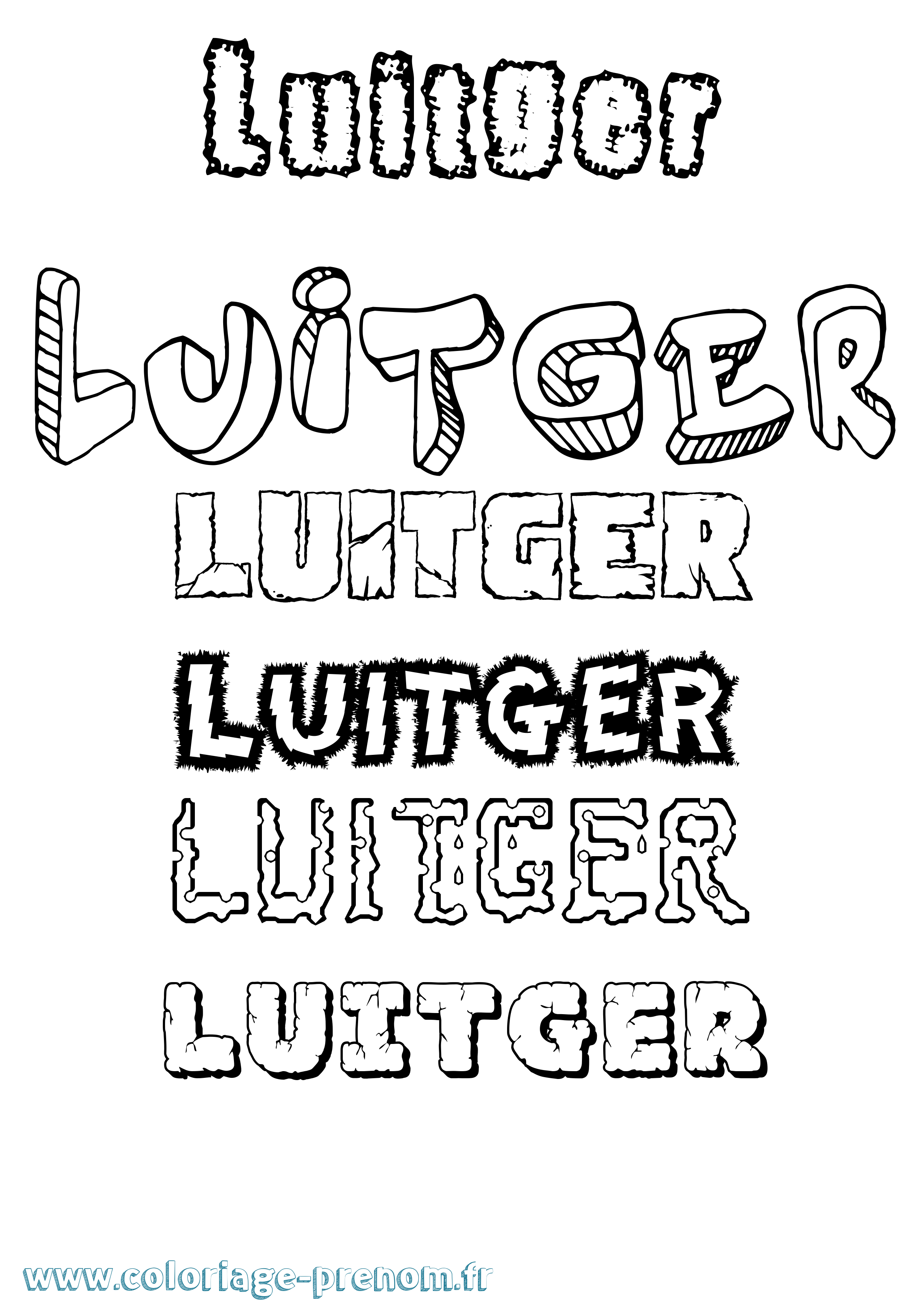 Coloriage Luitger Destructuré Coloriage prénom Luitger Destructuré